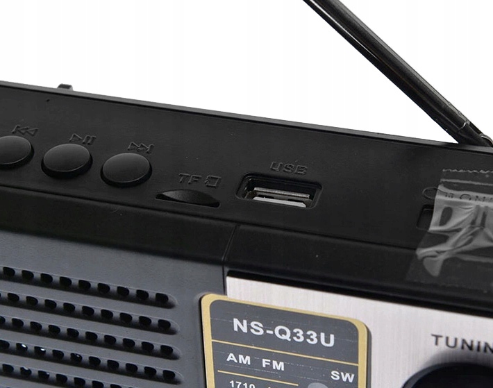 RADIO AKUMULATOROWE PRZENOŚNE USB/MICRO SD LATARKA - GOLD JINRU Model NS-Q33U