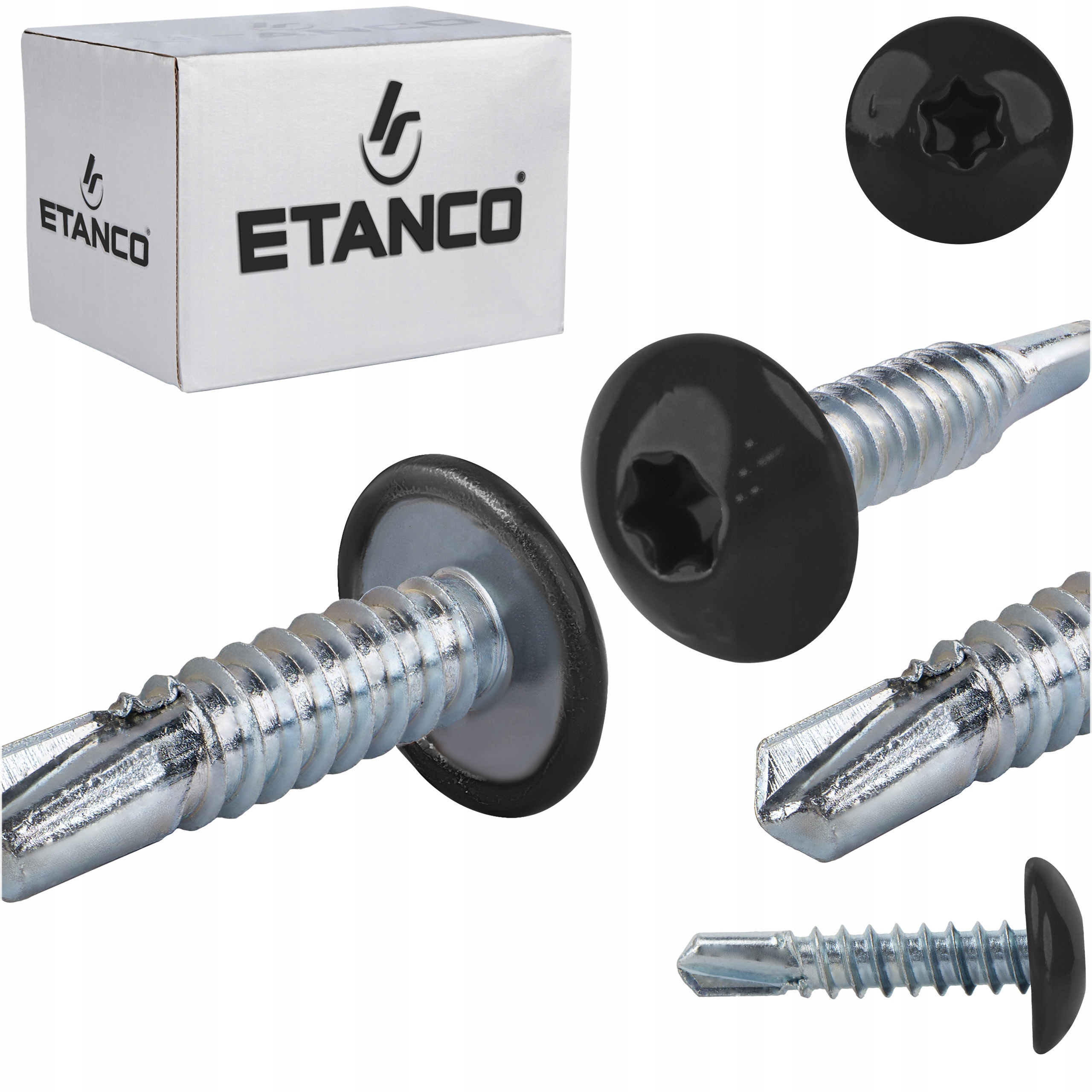 Wkręty do metalu Torx 3mm 4,8x22 mm Ral 9005 500 szt. Etanco GT3 Ph