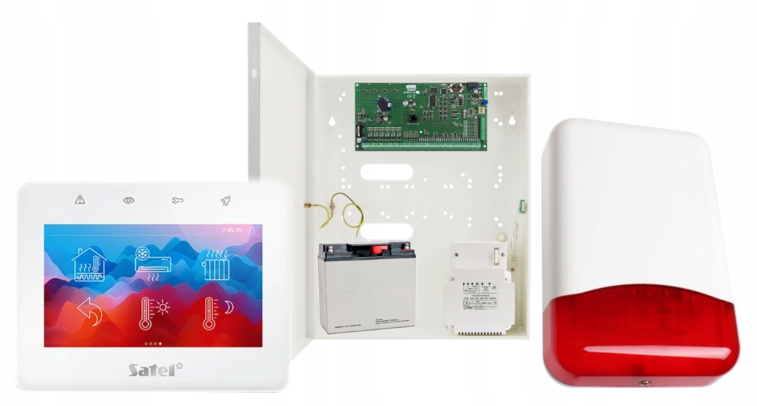 Zestaw Satel Integra 64 Gsm Sms Push Czytnik Rfid Panel Dotykowy Syrena