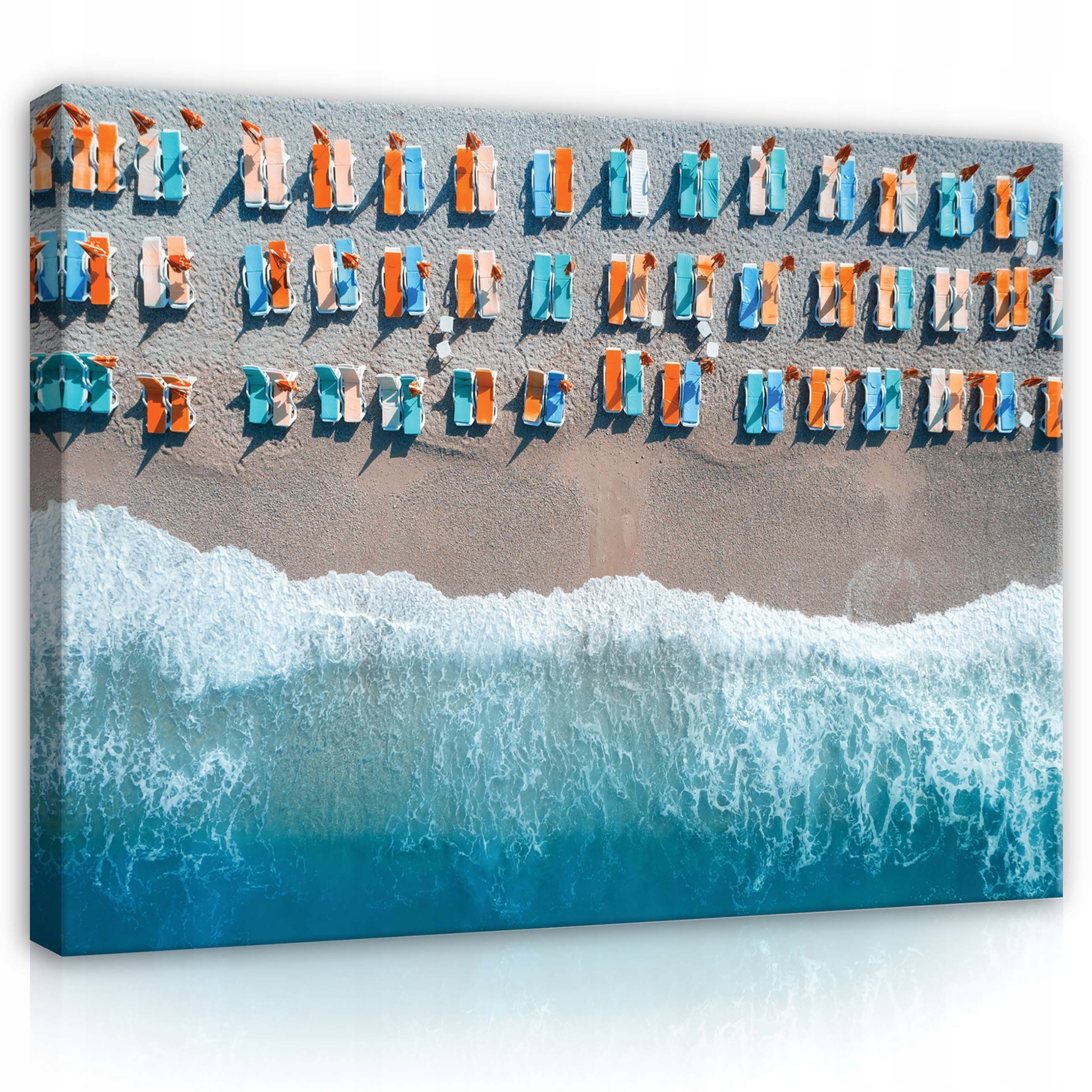 Obraz 100x75 Pláž moře léto odpočinek lehátka slunečníky písek slunce