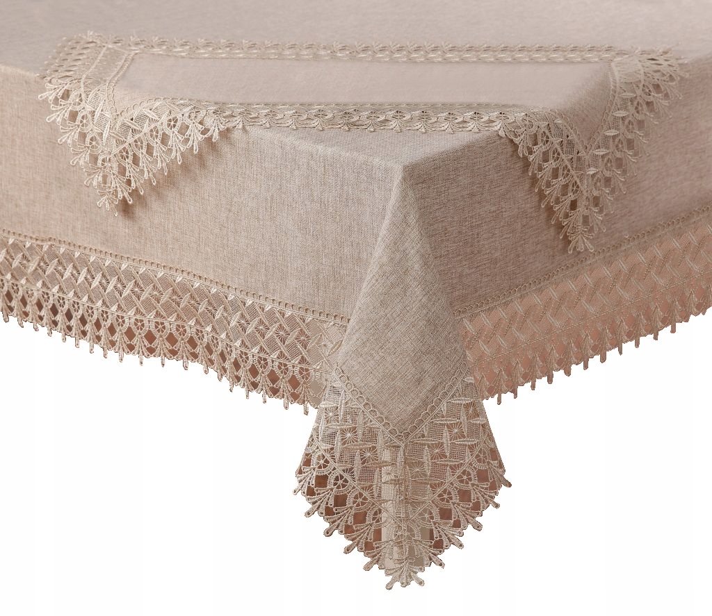 

Obrus Z Gipiurą 150x260 Beżowy Na Stół Dekoracyjny