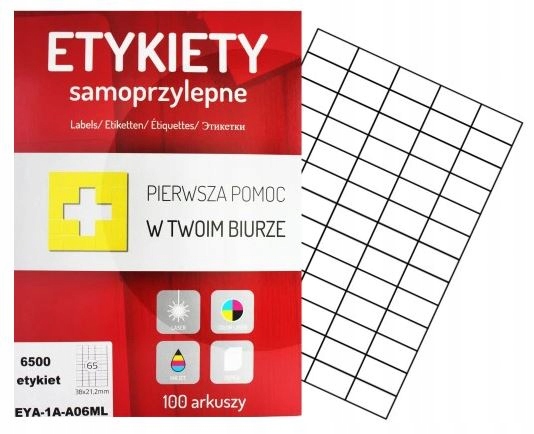 

Etykiety samoprzylepne A4 100 ark.38x21,2 mm 65szt