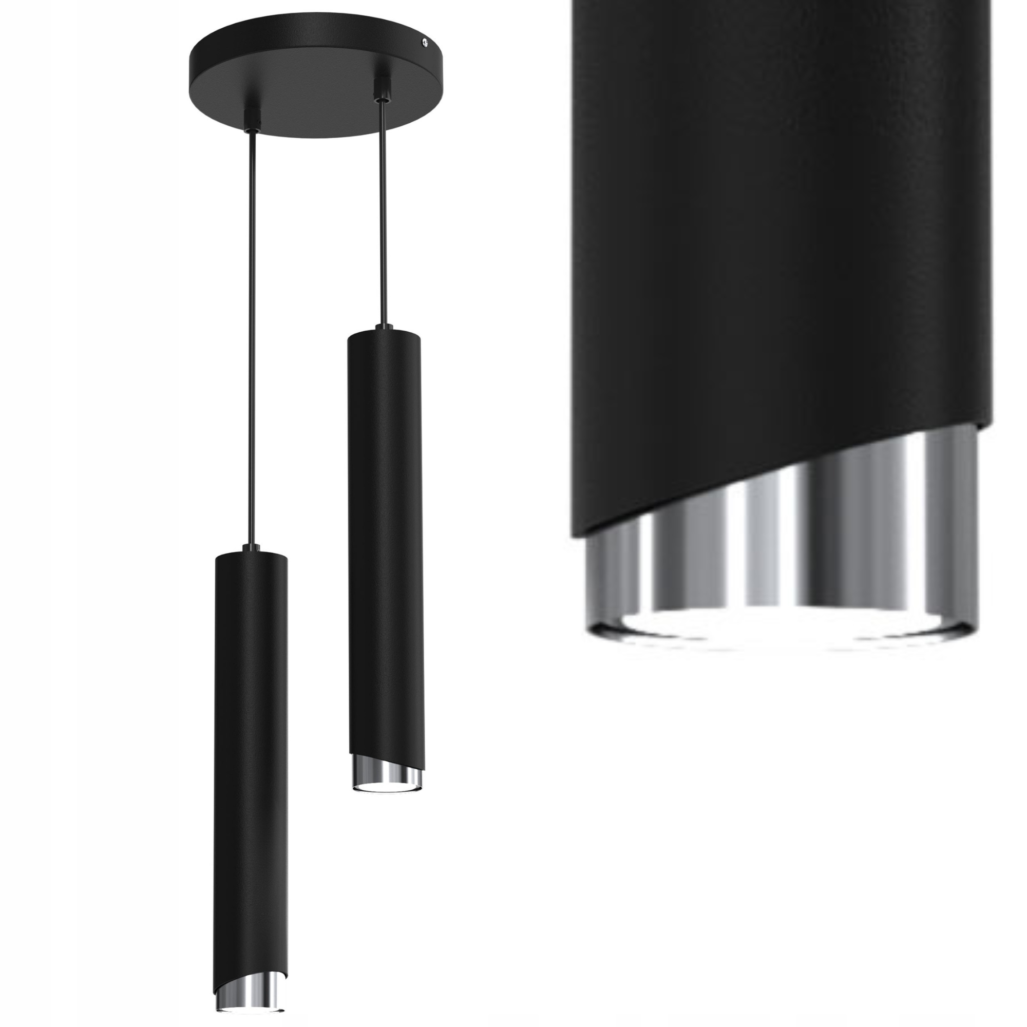 Závěsná Lampa Reflektor Spot Černý Chrom Led GU10 Polská Lampa