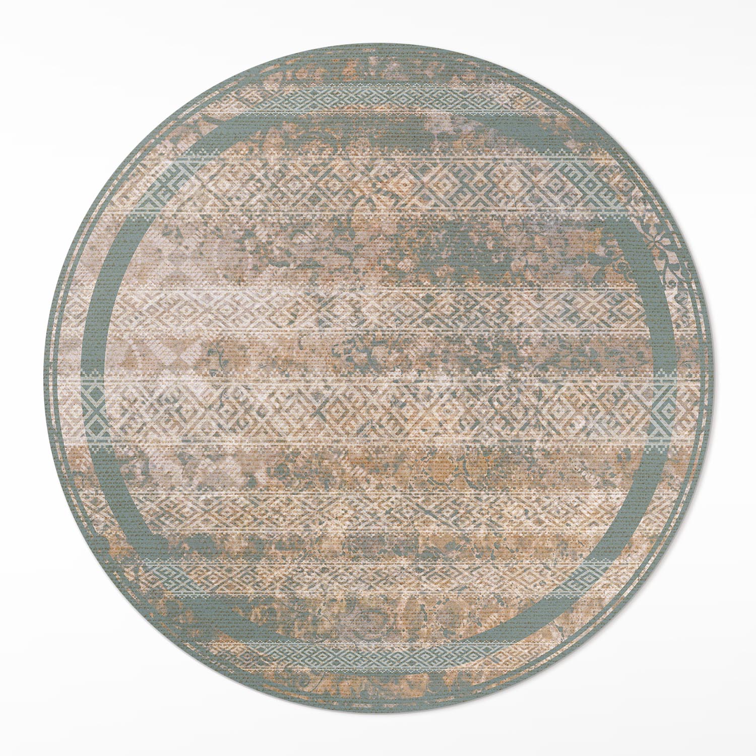 Okrúhly vinylový Behúň Loft Do kancelárie Starožitné vzory na textúre ⌀ 90 cm