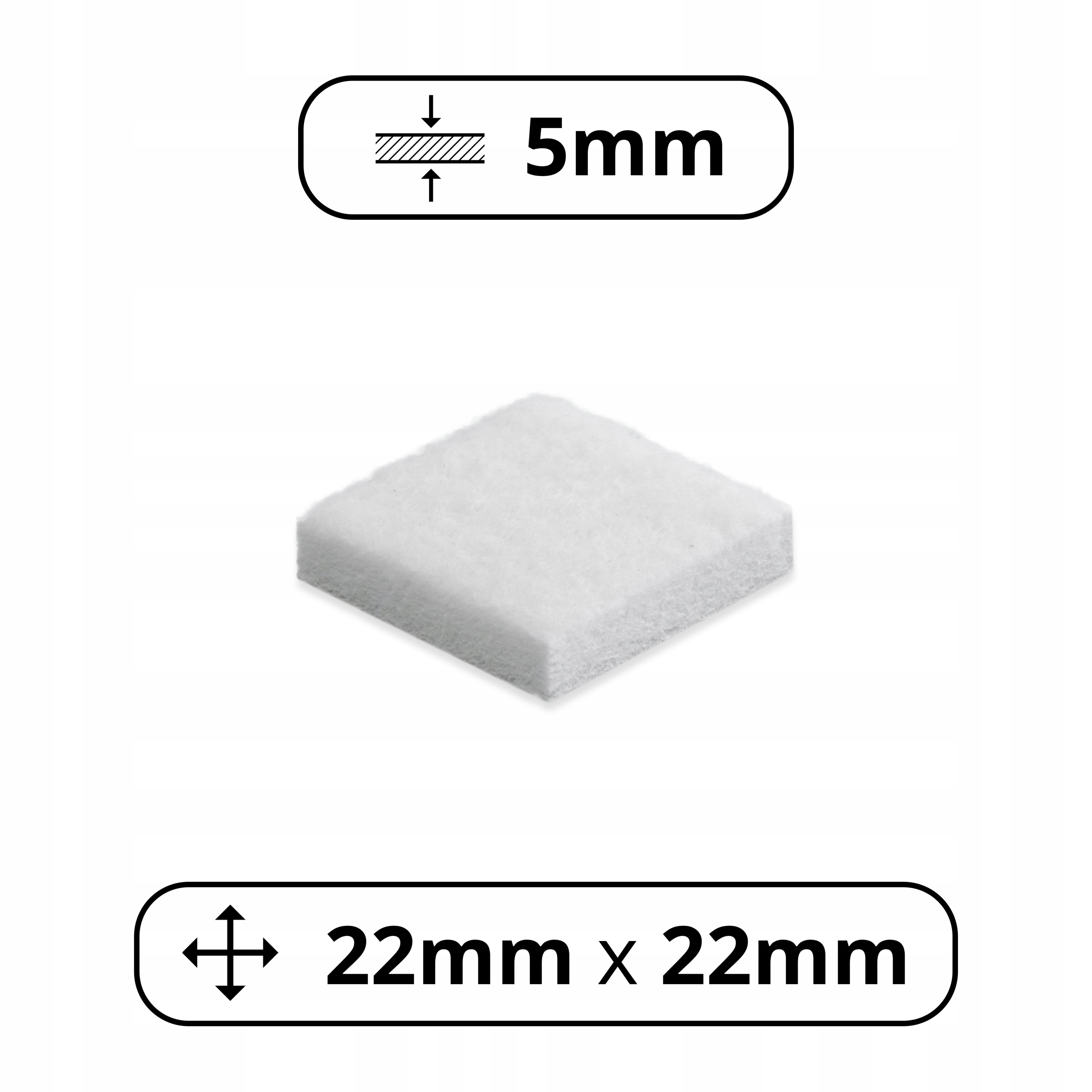 20 SZT FILC PODKŁADKI POD KRZESŁA NOGI MEBLE 22x22 Kod producenta FILC/20/22x22/Bi