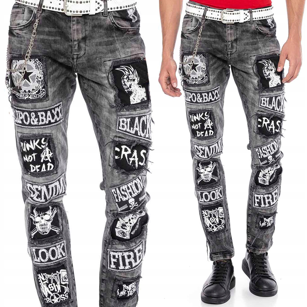 

Spodnie Cipo Baxx Jeansy Męskie Naszywki Slimfit