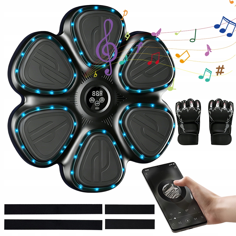 Boxerský hudební Bluetooth trenažér na zeď s Led počítadlem rukavice