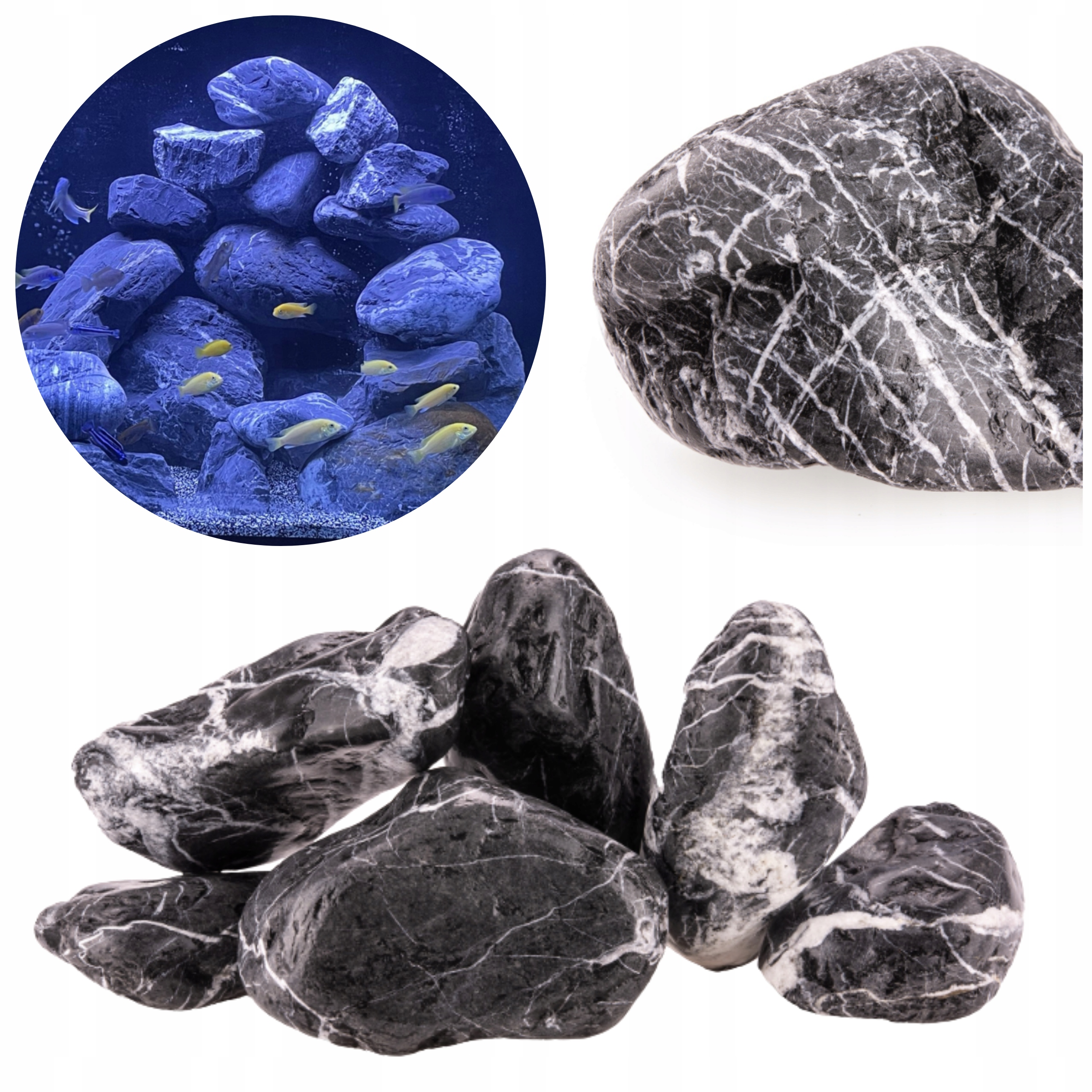 Oblázek Dark Rock Sada Skal Do Akvária 10 Kg