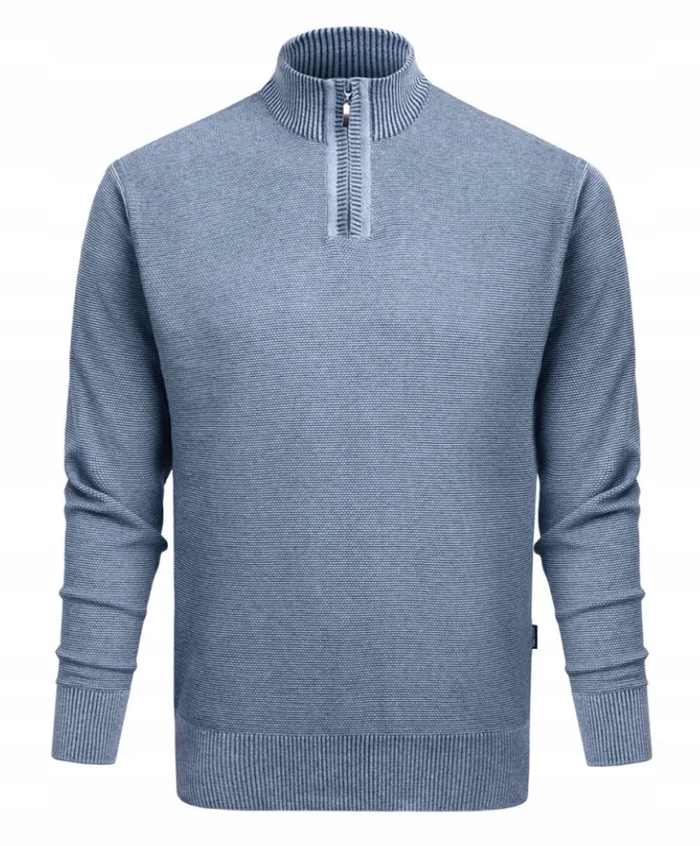 Vlněný svetr s vysokým výstřihem na zip Pako Jeans modrý L