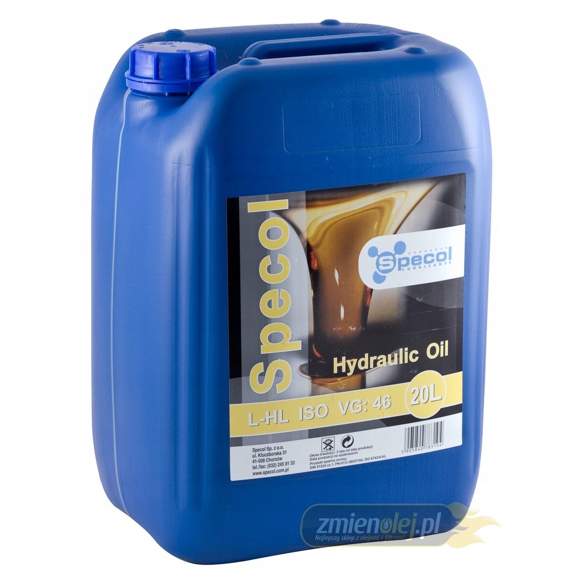 OLEJ HYDRAULICZNY L-HL 46 20L SPECOL LHL4620 HL46 Pojemność opakowania 20 l