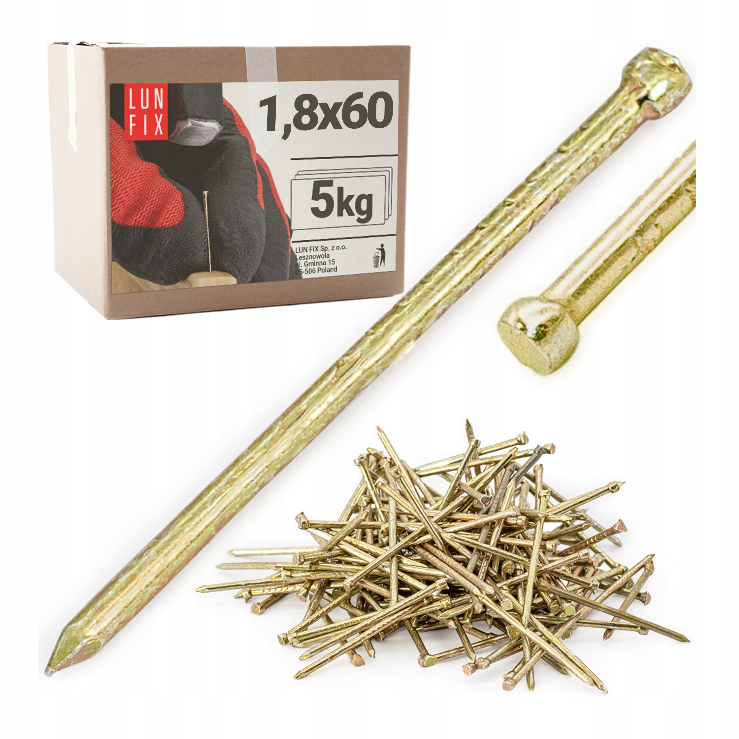 Truhlářské hřebíky 60 mm boazerové nábytkové 1,8x60 pozinkované žluté 5 kg