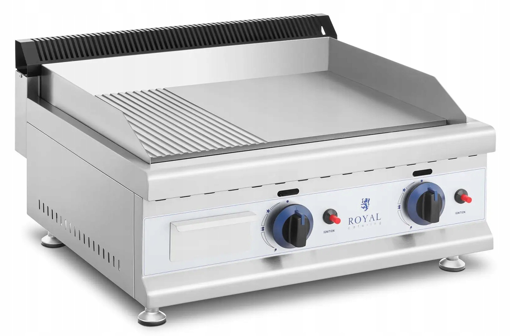 Podwójny grill gazowy 60x40 gładko ryfl Royal Catering RC-GGHR600 10011918