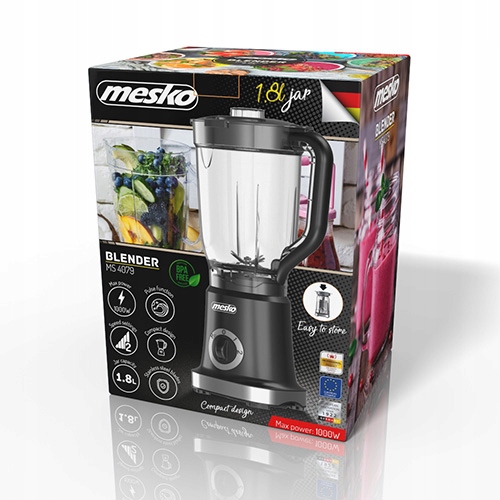 Blender Kielichowy Mesko MS 4079 1000W 1.8L Czarny
