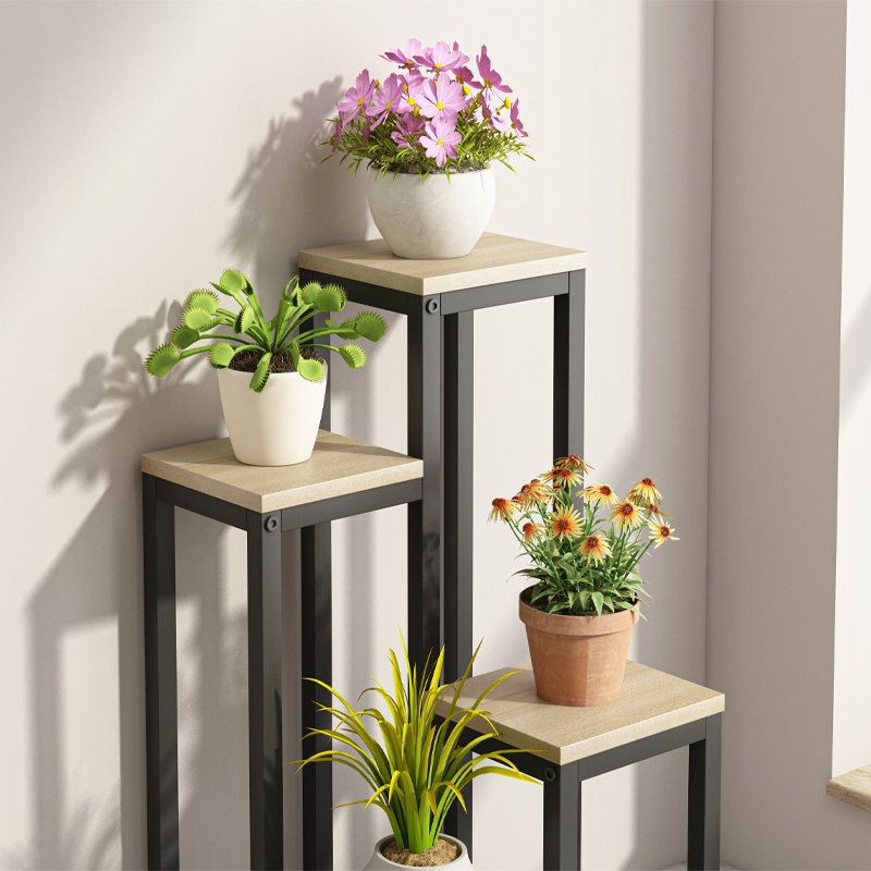 KWIETNIK METALOWY 4-POZIOMOWY PIĘTROWY STOJAK DONICZKI ROŚLINY KWIATY LOFT Wysokość produktu 69 cm