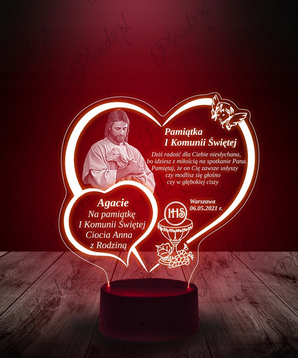 Lampka Plexido Statuetka Led Pamiątka Pierwsza Komunia Święta Jezus Producent Plexido