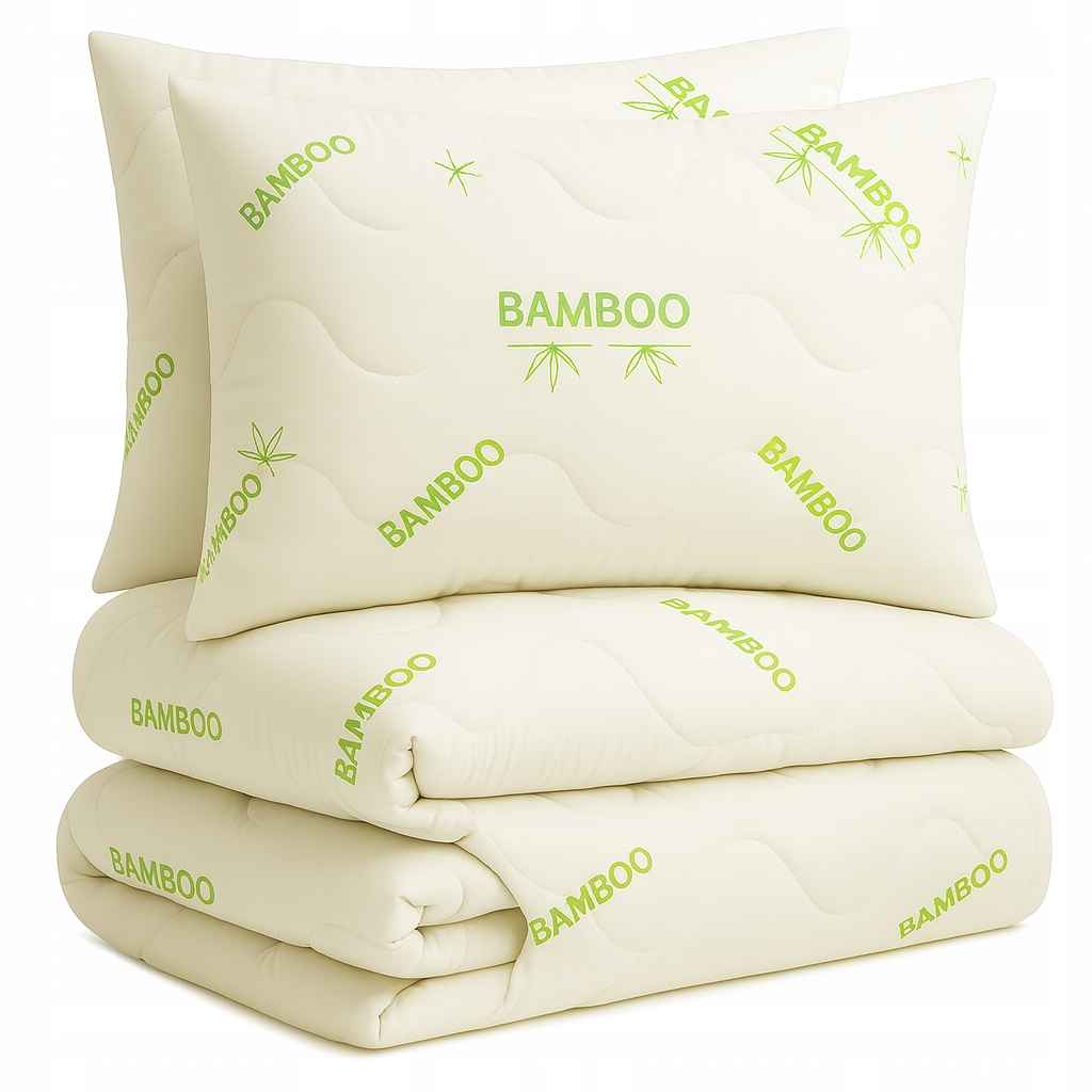 Bambusová sada Celoročně, velmi teplá Přikrývka 140x200 2x Polštář 70x80