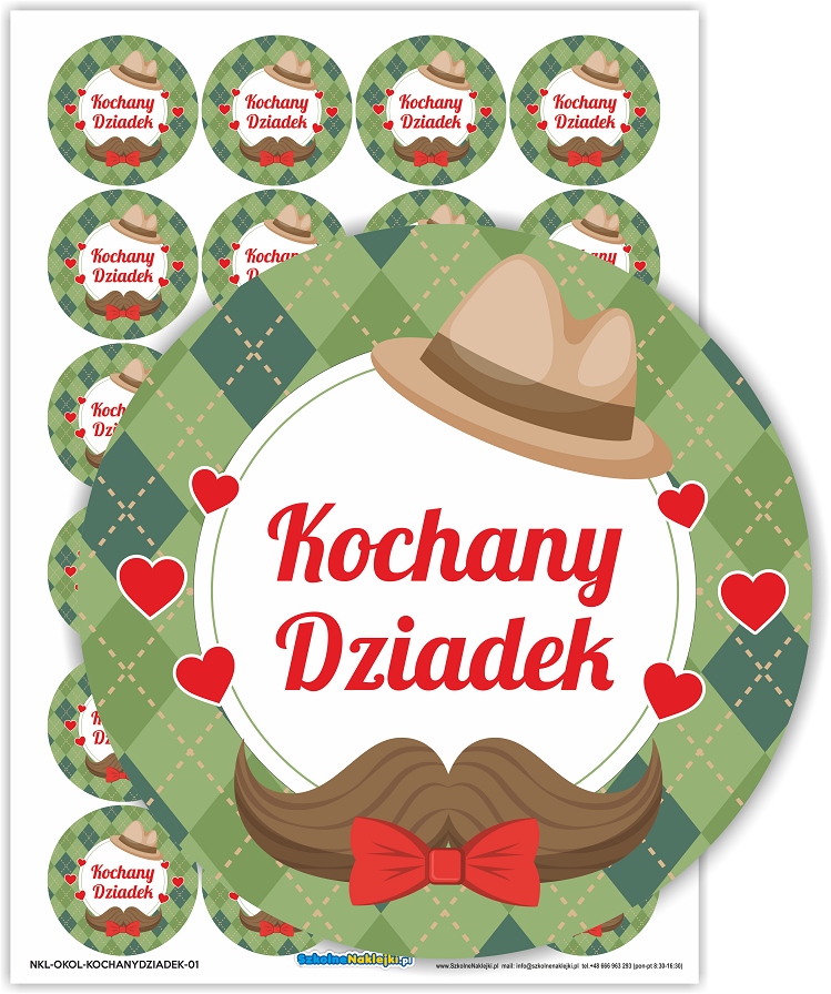 

Naklejki okrągłe na Dzień Dziadka (40mm, 24szt.)