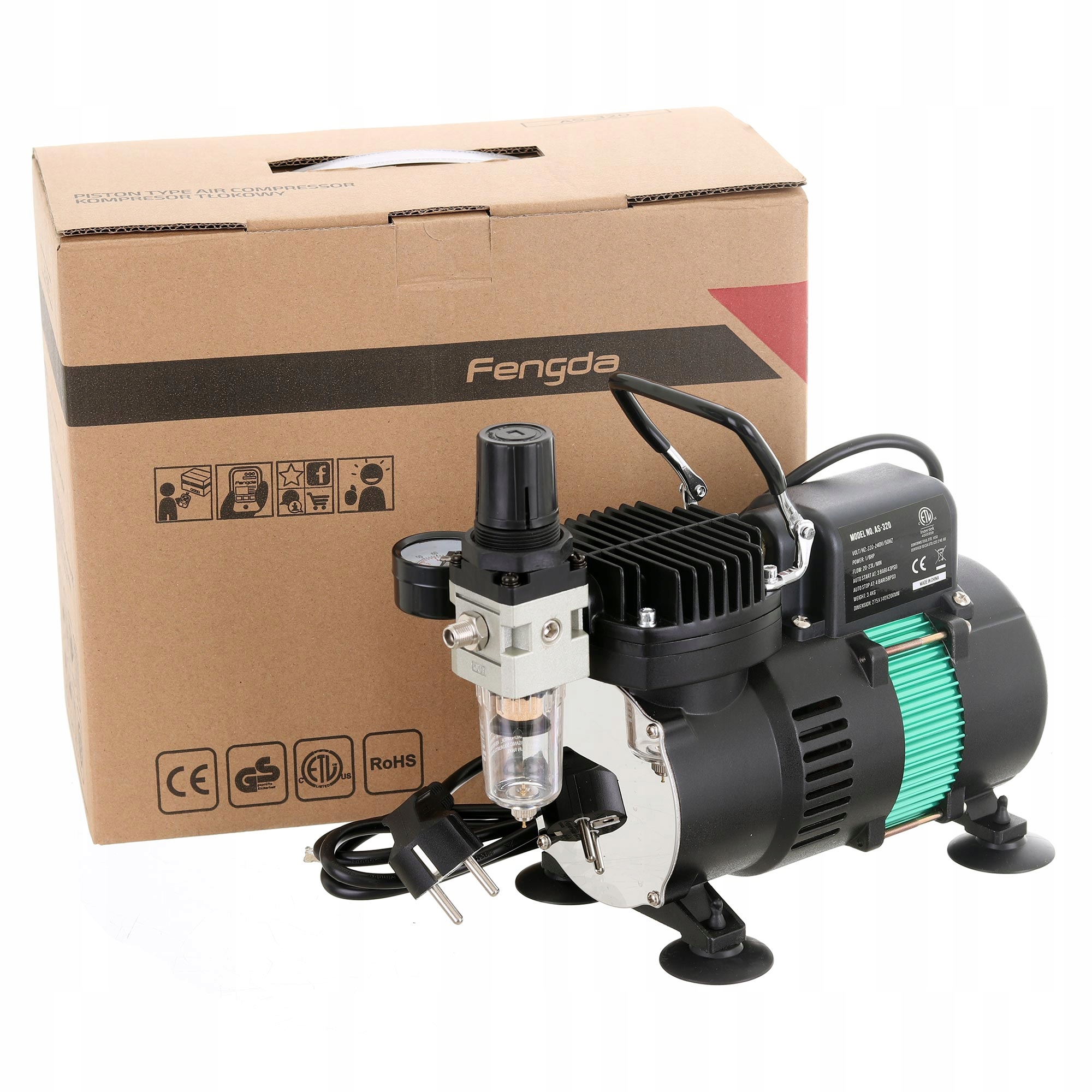 Výkonný kompresor pro airbrush dvojitý ventilátor