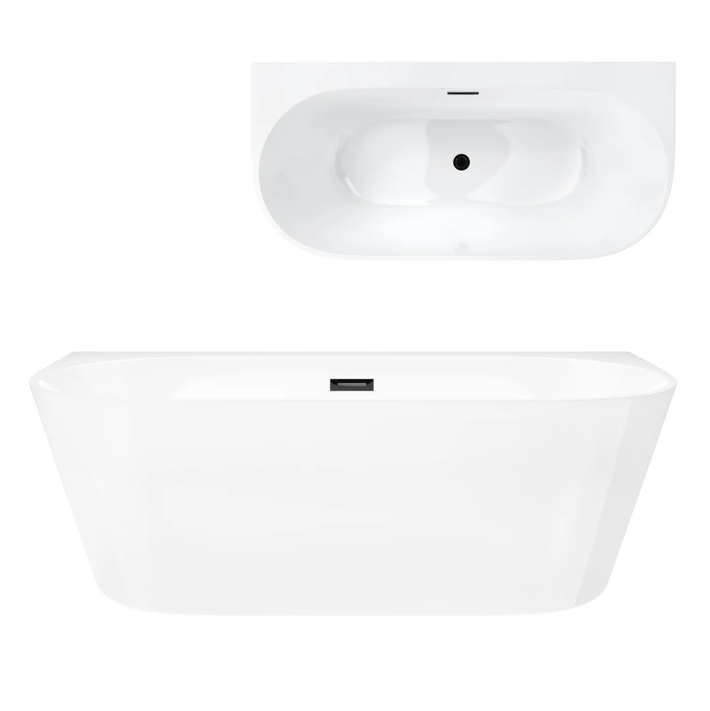 Wanna przyścienna wolnostojąca Corsan Mono 150 cm z szeroka krawędź grafit