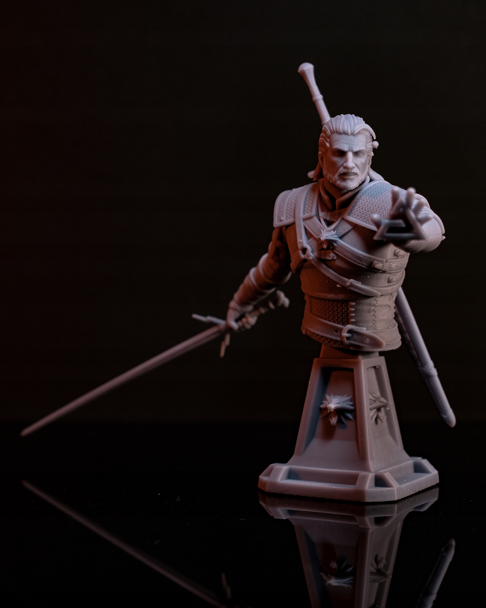 Figurka Geralt Zaklínač 3 Busta h3LL creator 3D tisk 12K