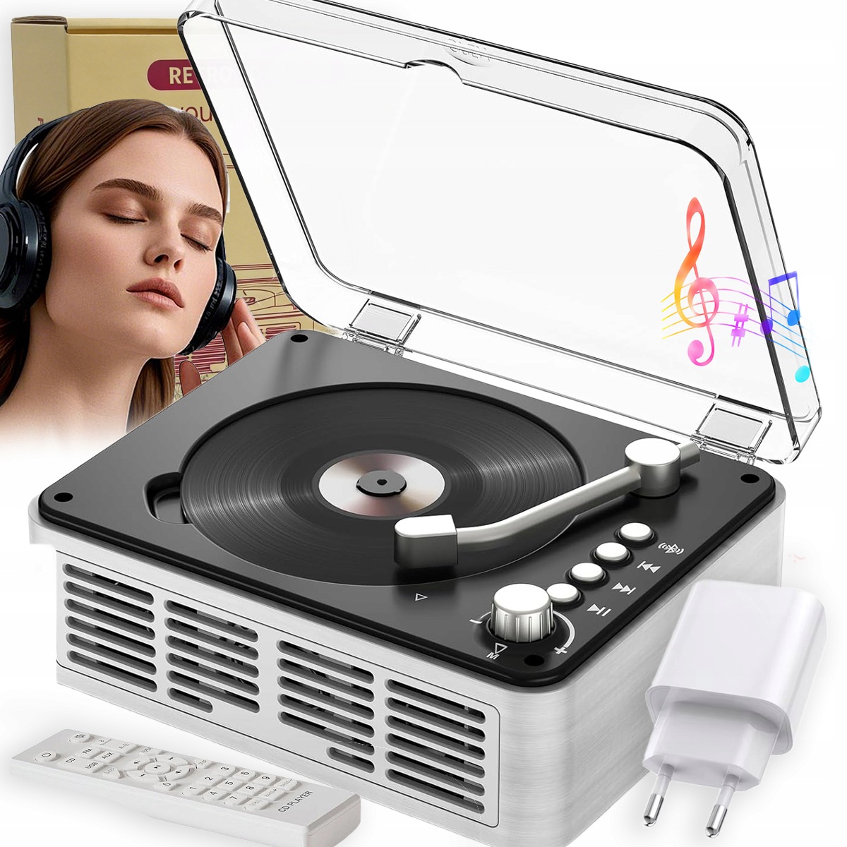 Retro CD Přehrávač Z Retro Dřeva Bluetooth CD Přehrávač MP3 Aux Dárek
