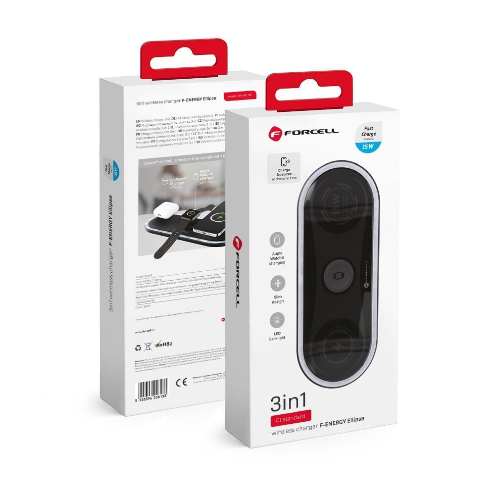 Forcell Rychlá indukční nabíječka F-energy Ellipse 3v1 Quick Charge 15W