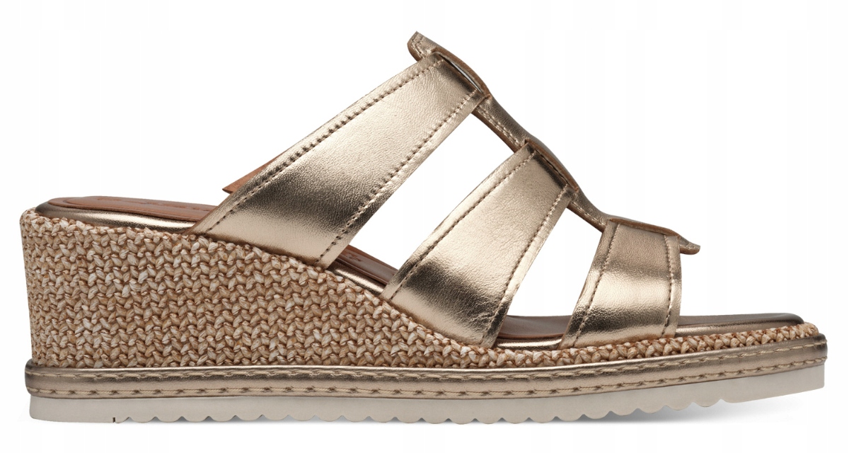 Tamaris zlaté dámské kožené nazouváky na platformě a podpatku 40