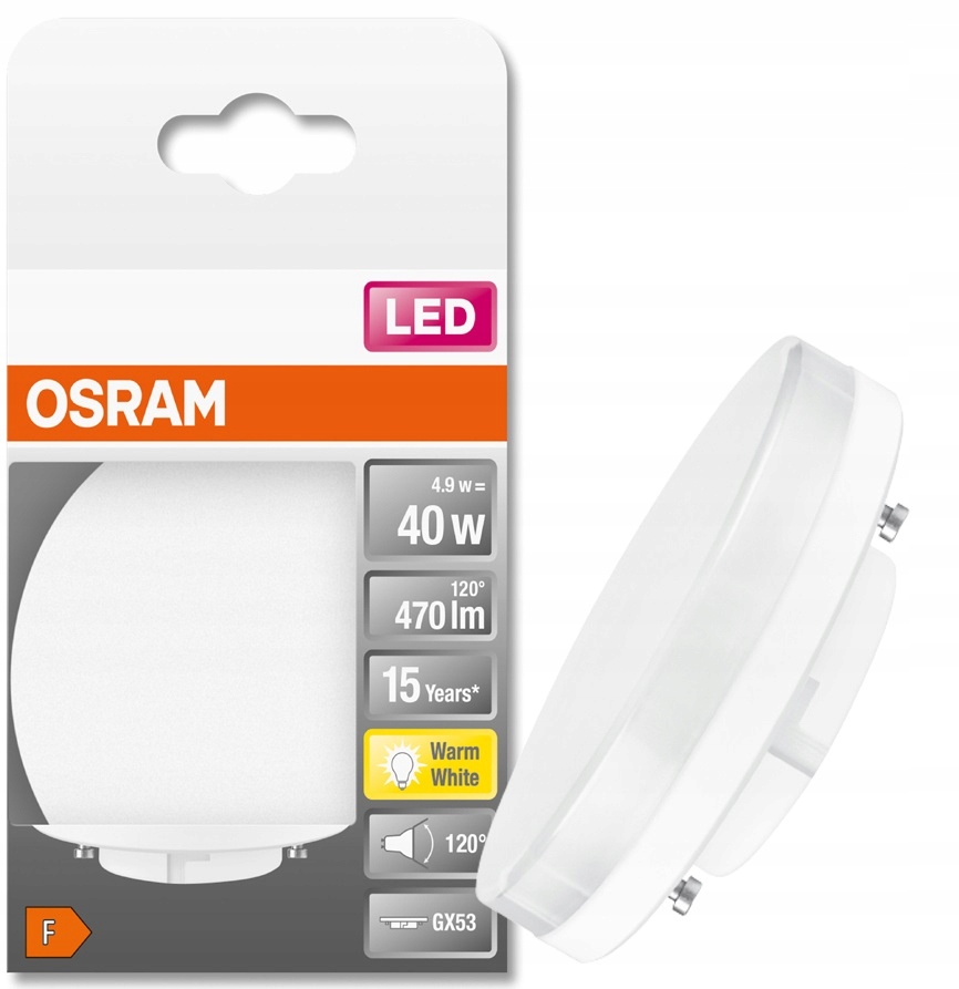

Żarówka Led GX53 4.9W barwa 2700K 120° Osram