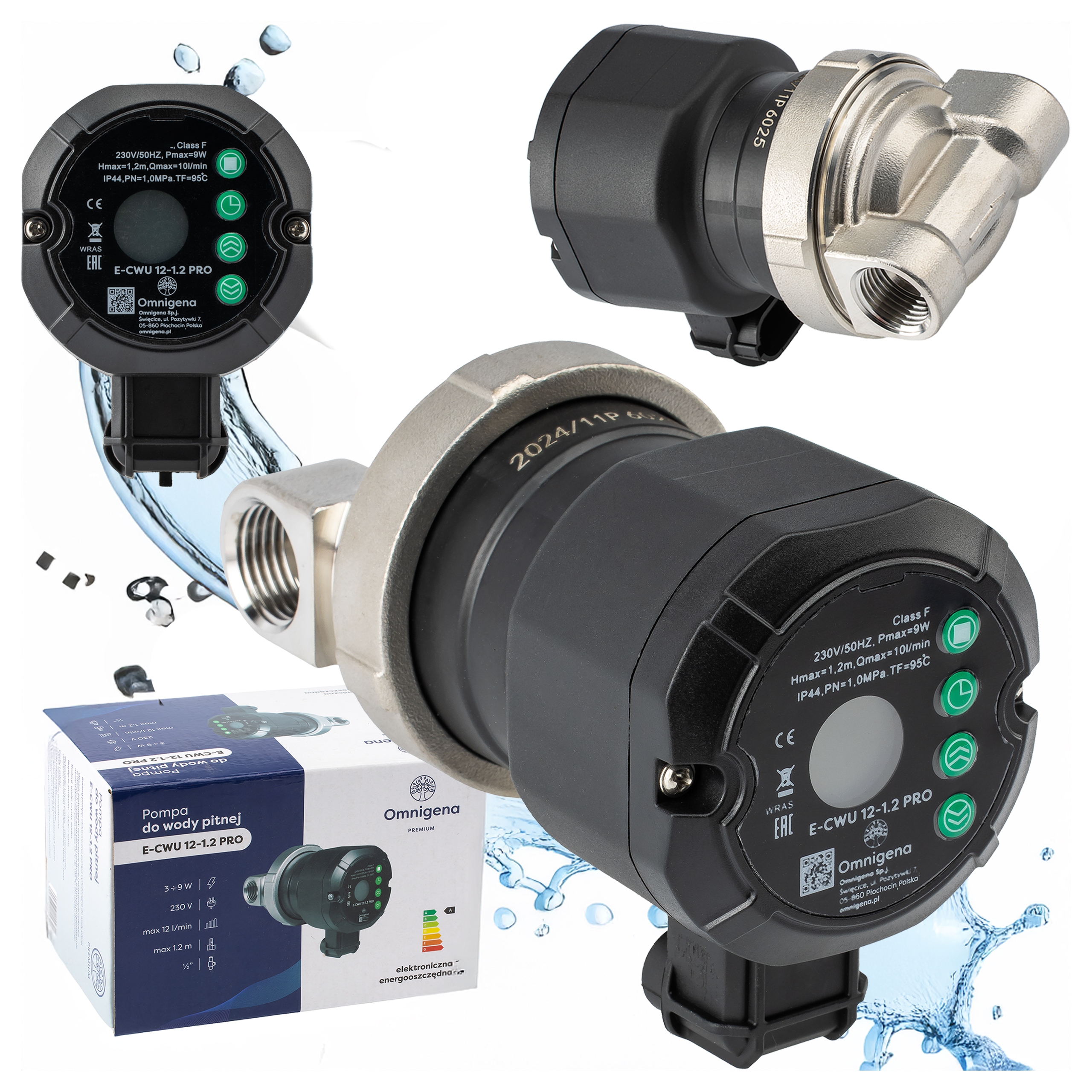 Pompa Obiegowa Ecwu 12-1.2 Pro Do Czystej Wody Elektroniczna 10 Bar 230V