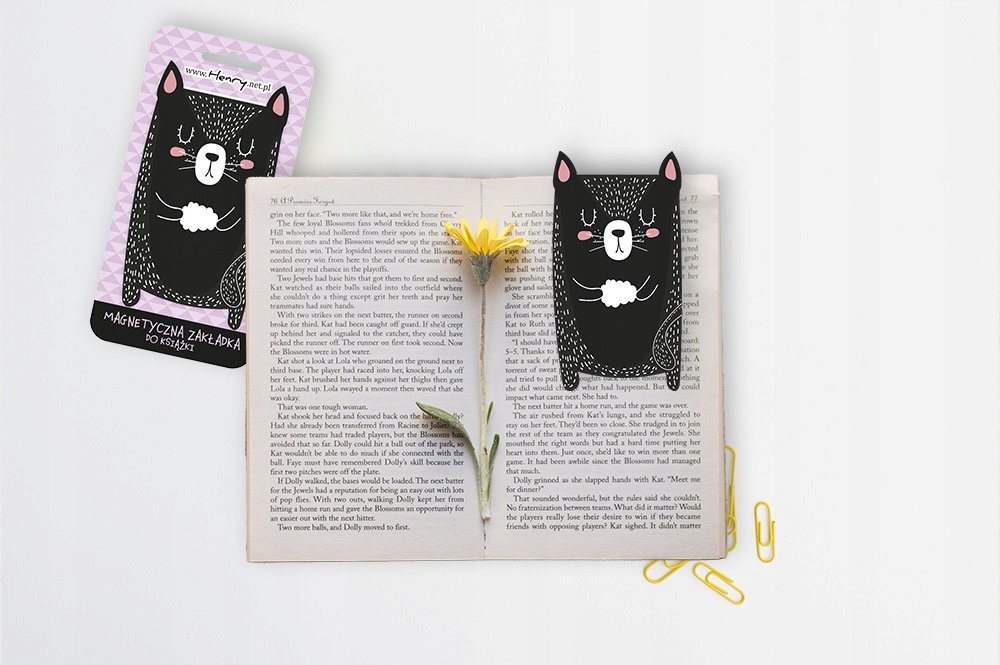 ZAKŁADKA MAGNETYCZNA NA KSIĄŻKI. CZARNY KOT