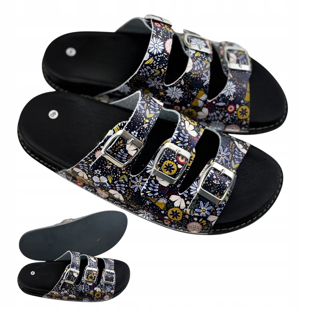 Kožené Anatomické Nazouváky Nastavitelné profilované květiny Výrobce vel. 41