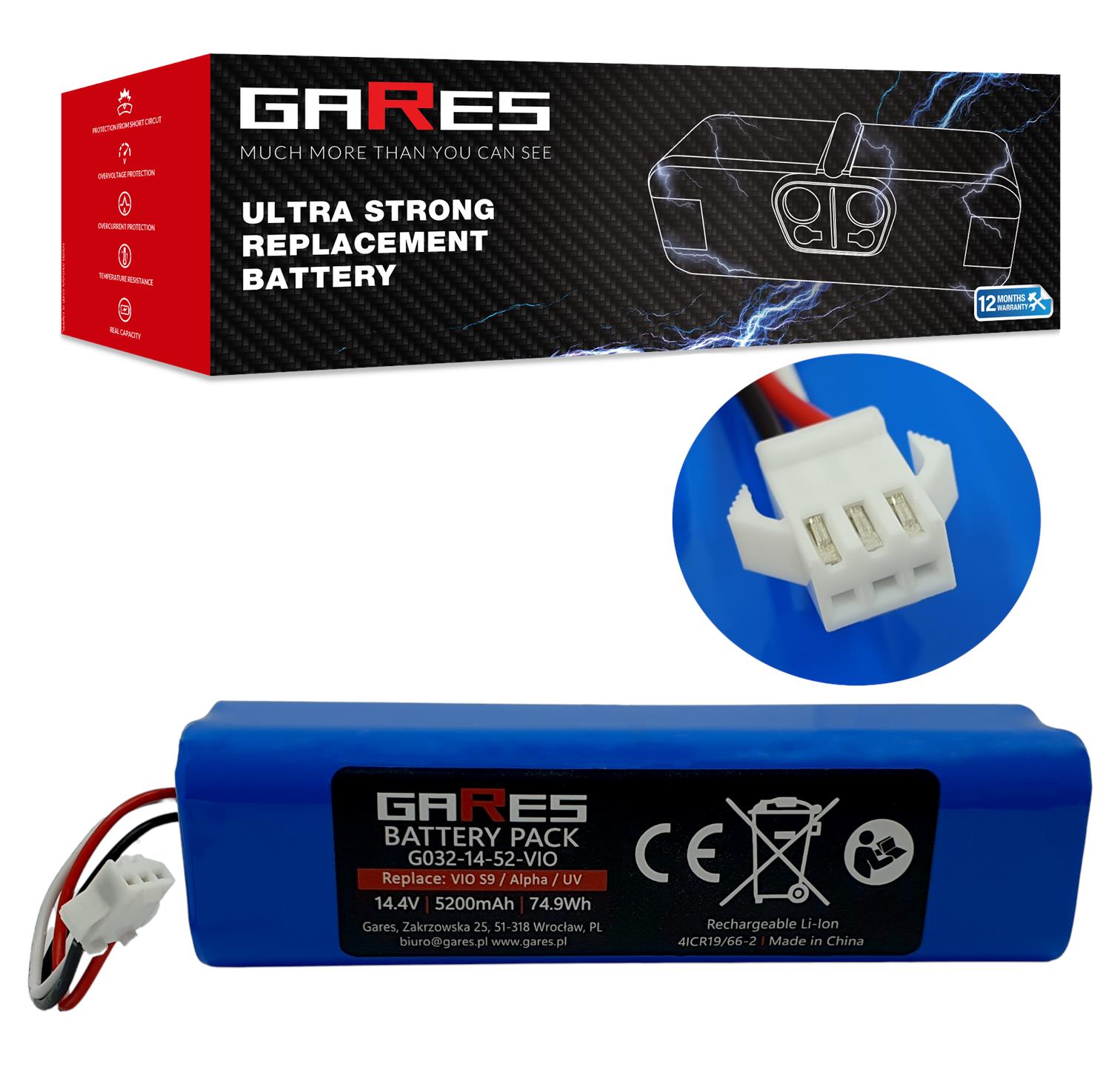 Akumulátor Gares pro Xclea H30 Plus 14,4 V 5,2 Ah