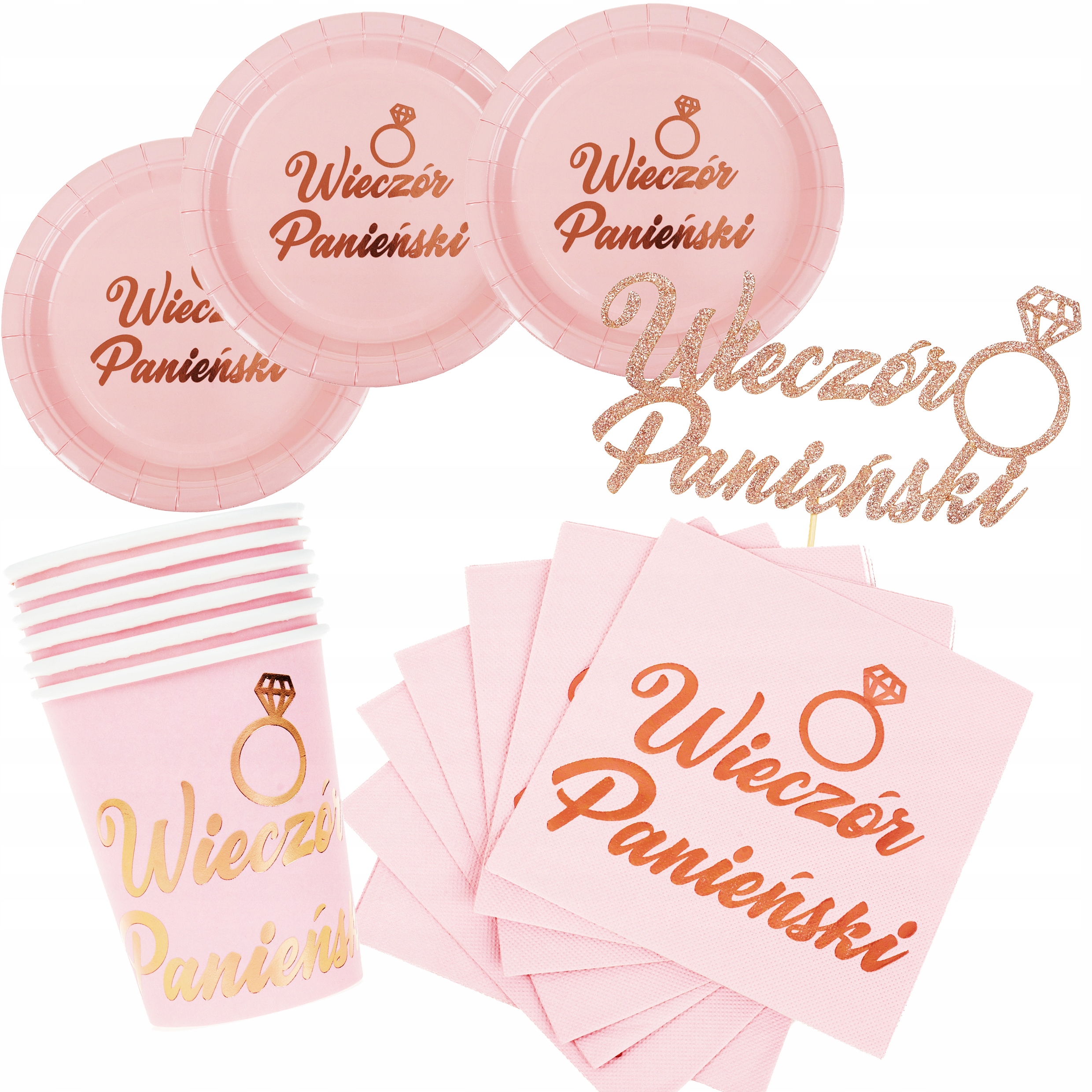 

Zestaw Talerze Kubki Serwetki Topper Rose Gold Y3