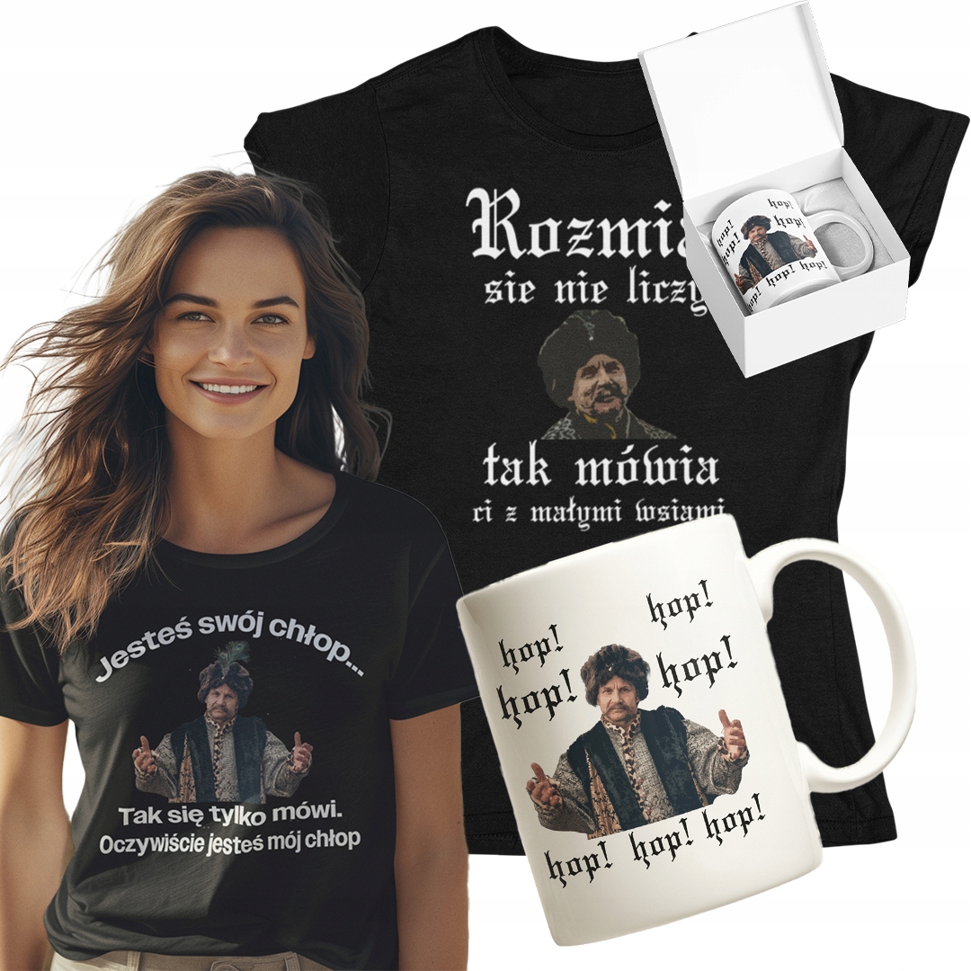 ZESTAW KOSZULKA DAMSKA KUBEK JESTEŚ SWÓJ MÓJ CHŁOP 1670 PREZENT ROZ.S