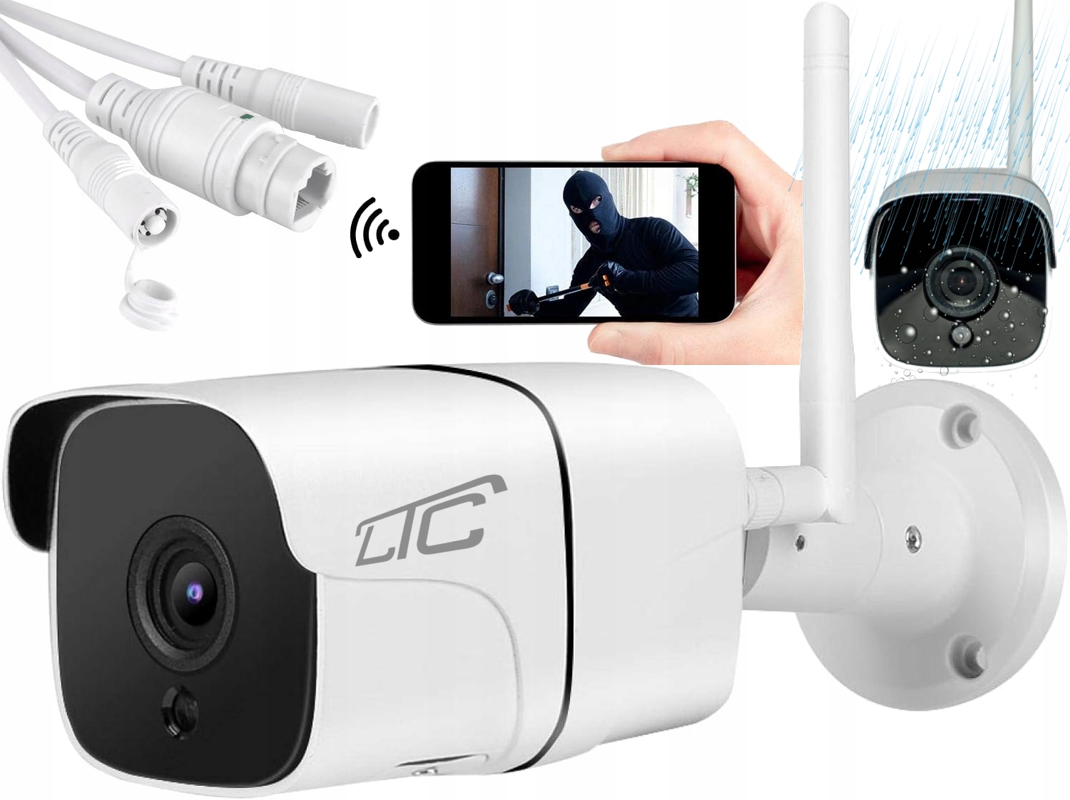 Kamera Ip WiFi & Lan Bullet Zewnętrzna 4MPX Podczerwień App Ios Android