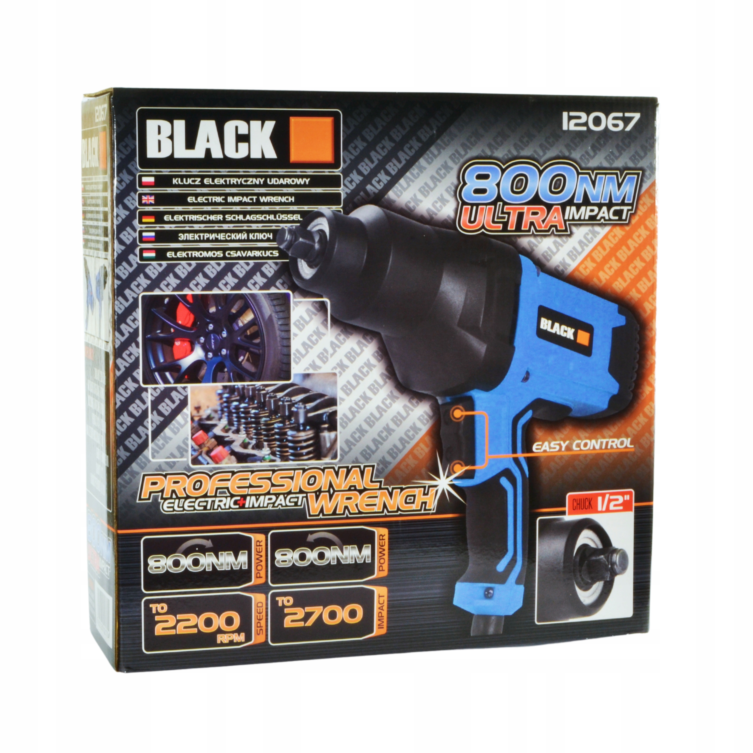 ELEKTRYCZNY KLUCZ UDAROWY 1/2" 800NM Zasilanie sieciowe