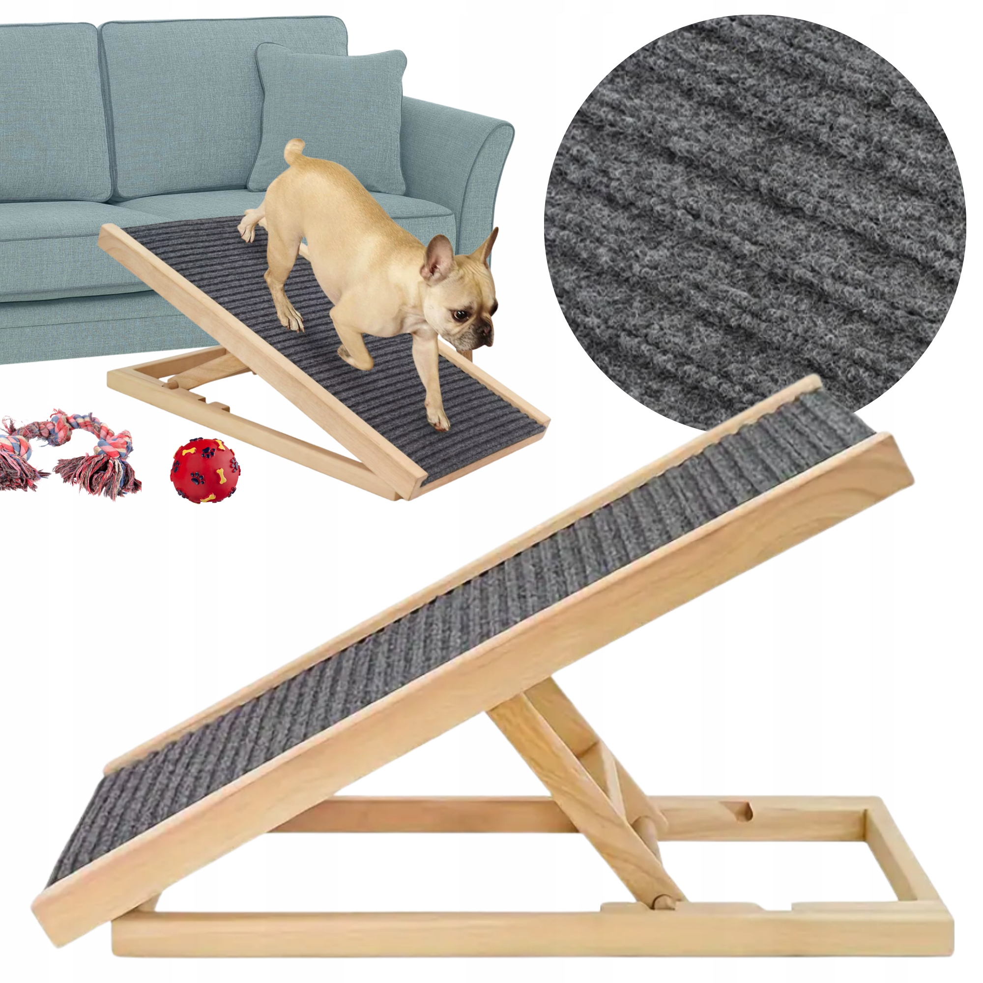 Rampa Pro Psa Schody Plošina Schůdky 70 CM Stabilní Dřevěná Kočka Nastavitelná