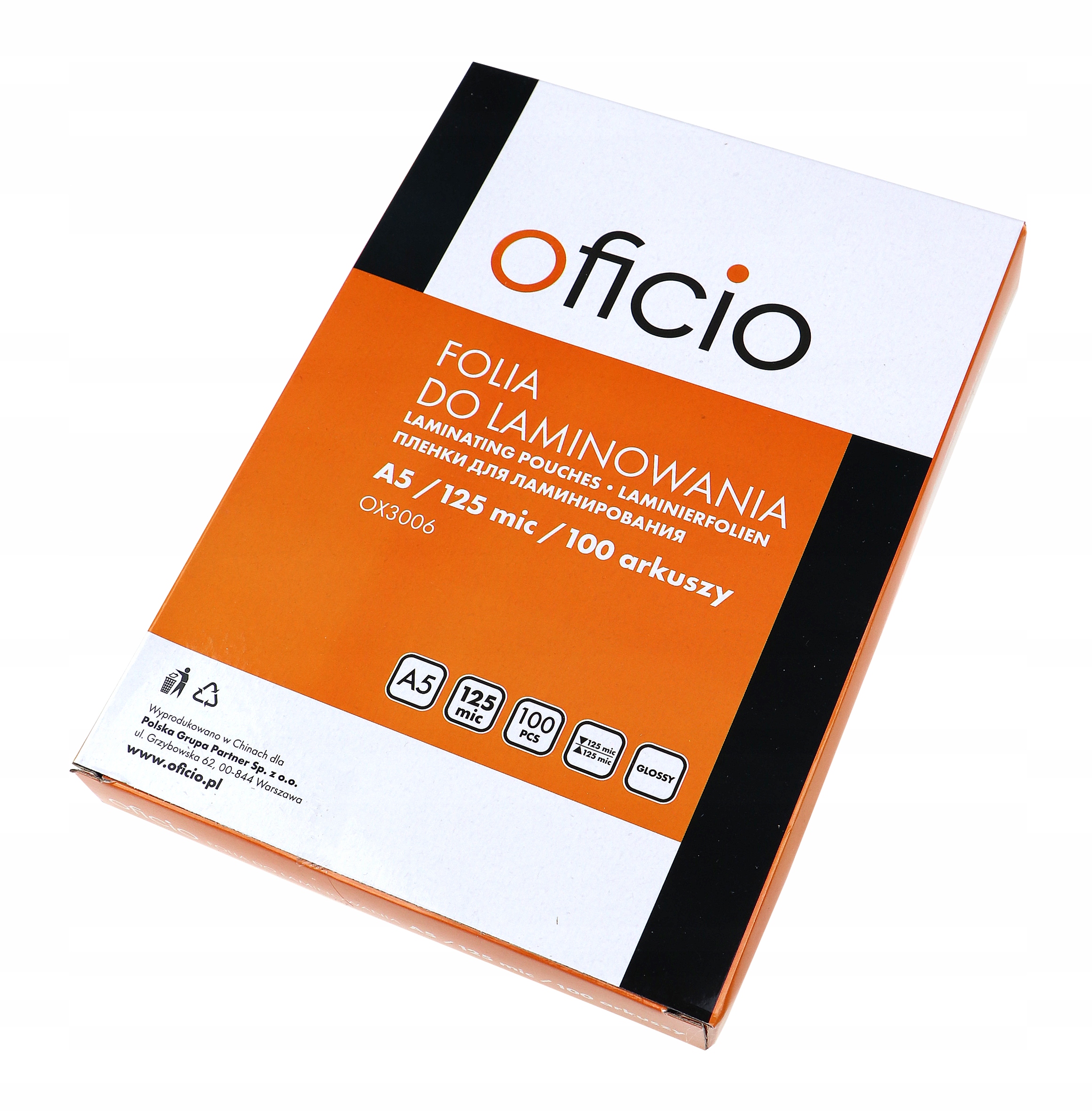 

Folia laminacyjna A5 125mic Oficio Op=100szt