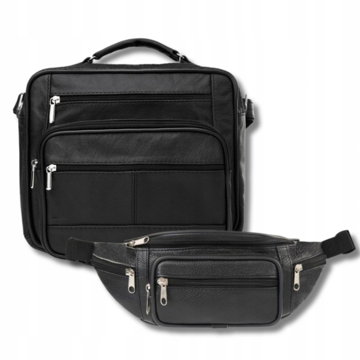 Pánská taška přes rameno a ledvinka pánská kožená dárková sada