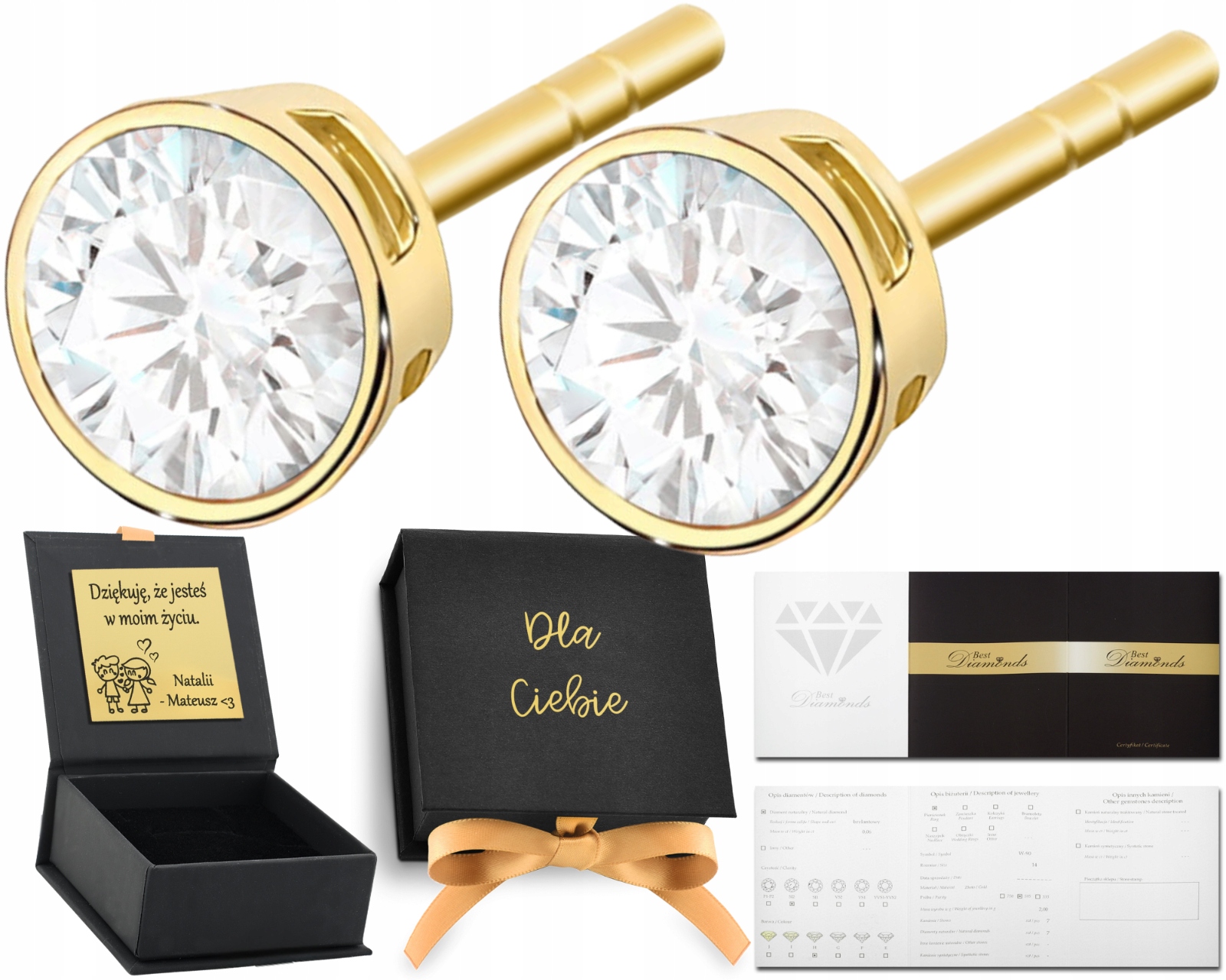 Zlaté Náušnice S Brilianty, Šrouby 585 0,24 Ct
