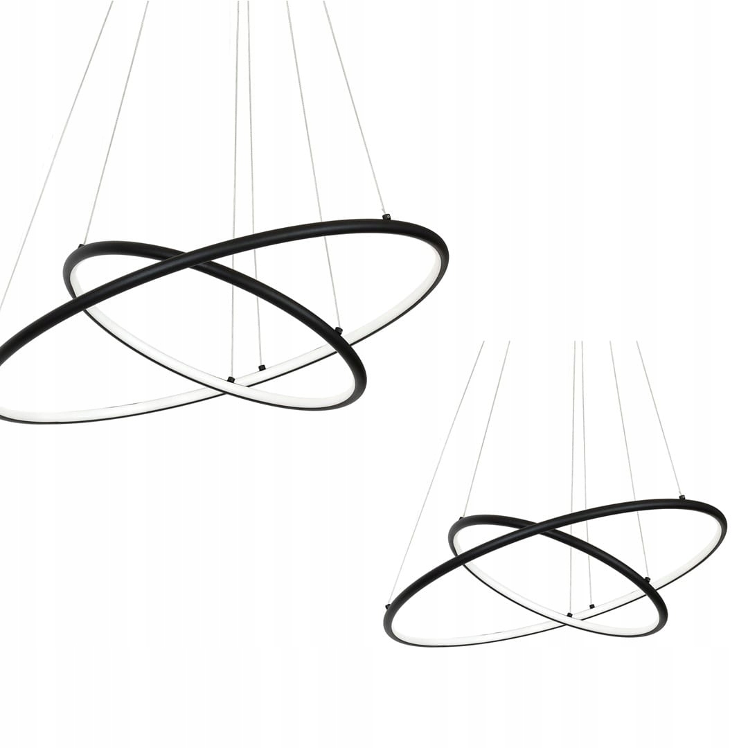 Milagro Nowoczesna lampa wisząca dwa czarne ringi do salonu 53W Led ML508