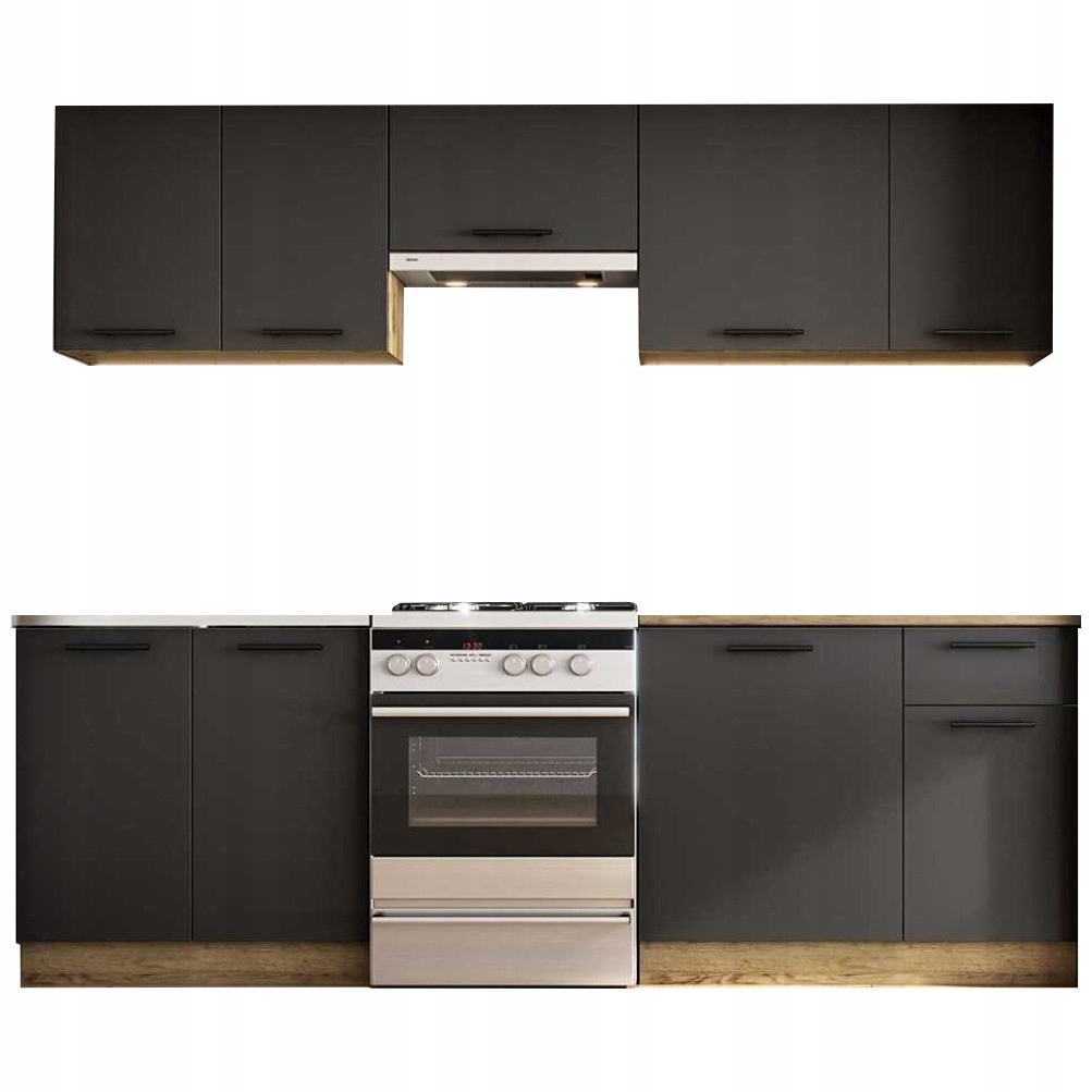 Meble Kuchenne DARIA 240 Dąb Craft Antracyt Loft