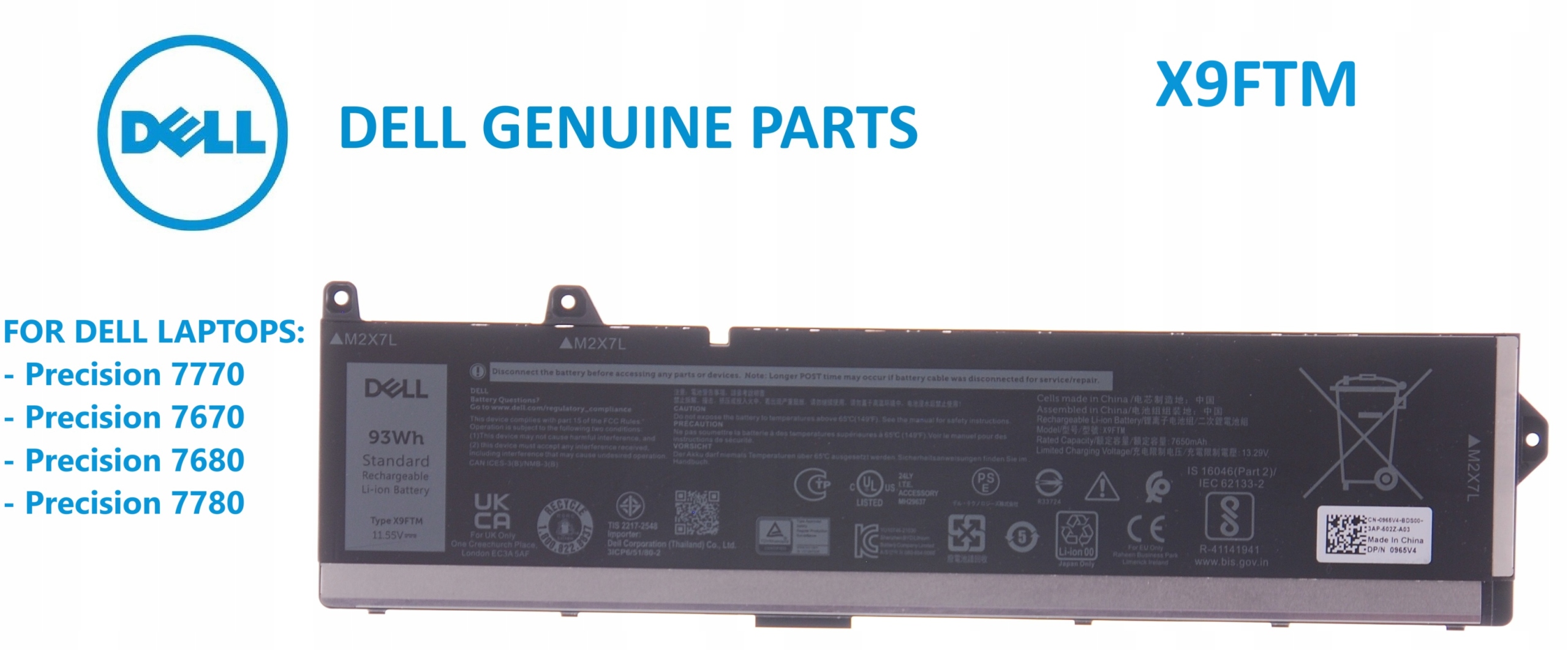 Nová Originálna Batéria Dell Precision 7770 7670 7680 7780 Model: X9FTM