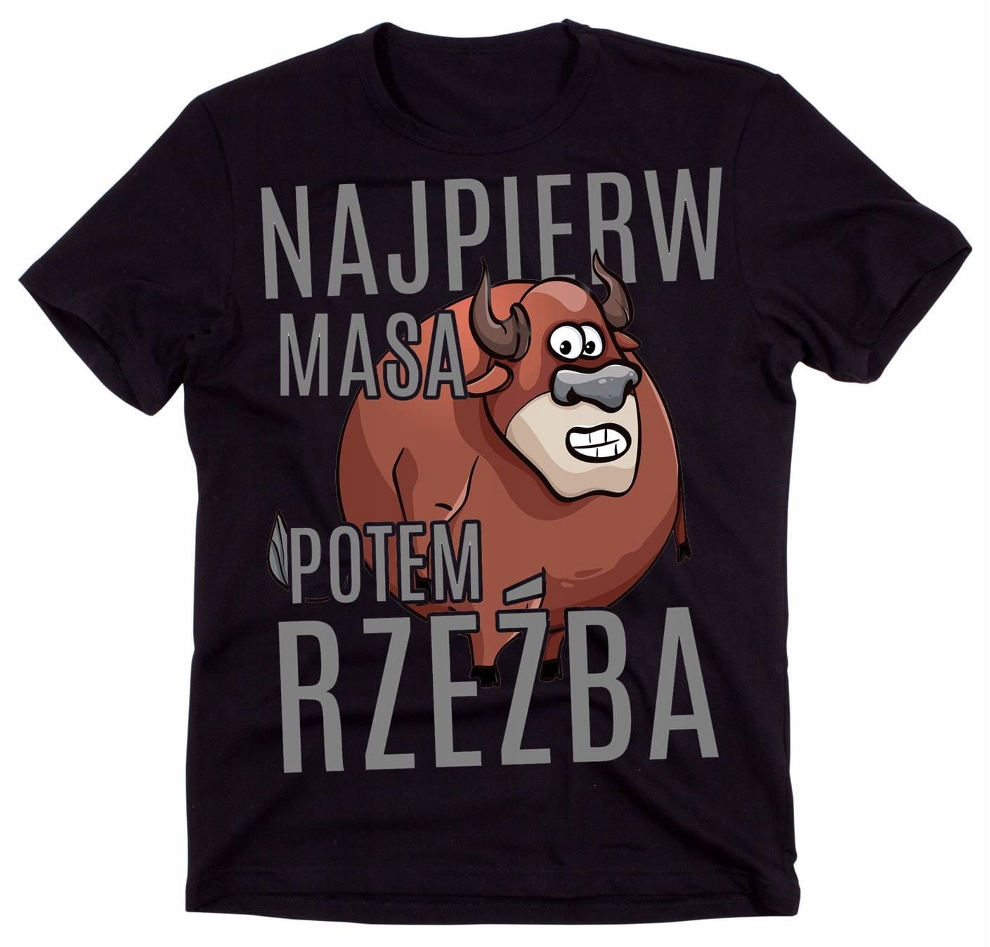 

T-shirt koszulka nadruk najpierw masa roz M
