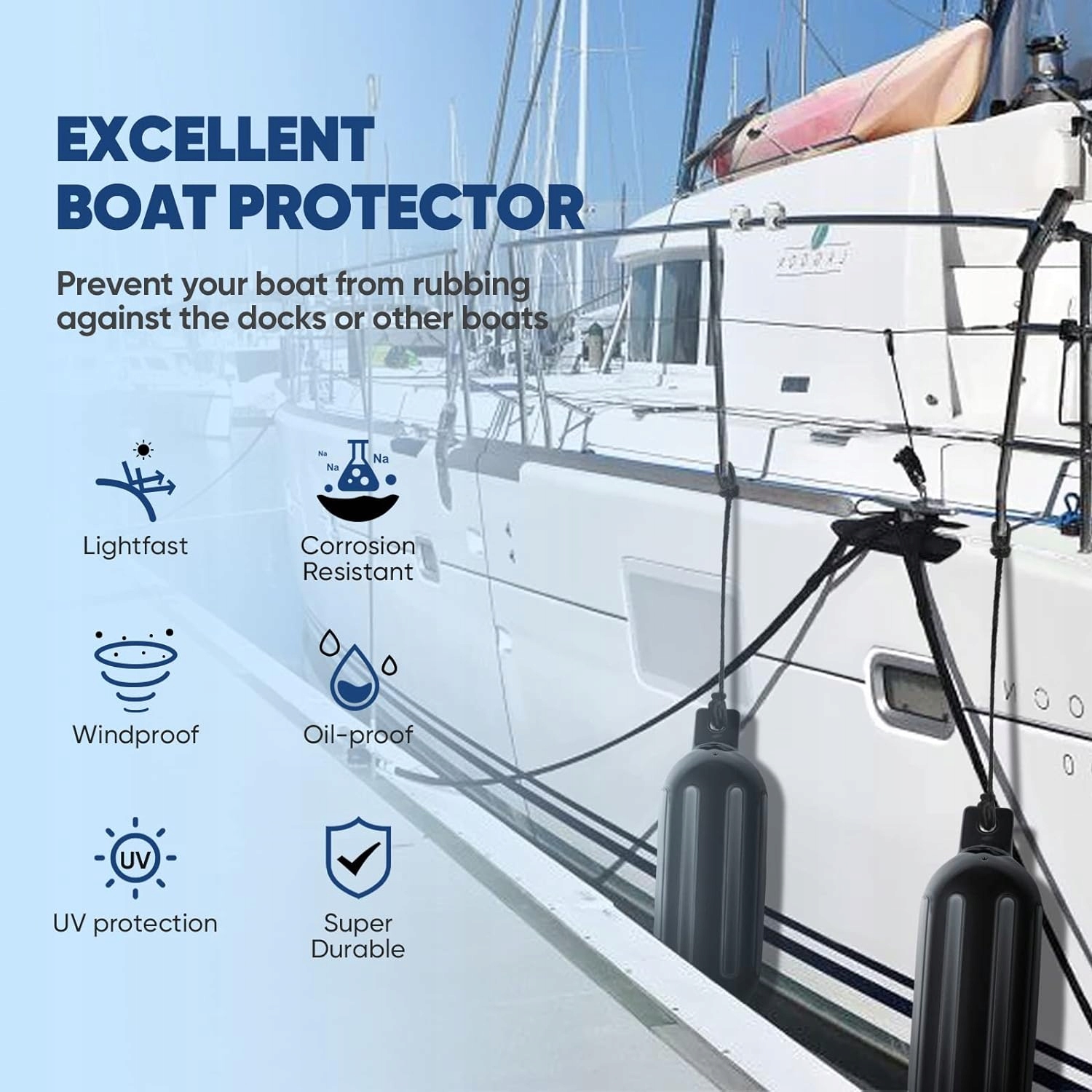 ODBIJACZ JACHTOWY ODBÓJ BURTOWY GRANATOWY 40cm GEMINI - SUPER JAKOŚĆ Numer katalogowy części PRO FENDER / NAVY 40CM - 80E01A