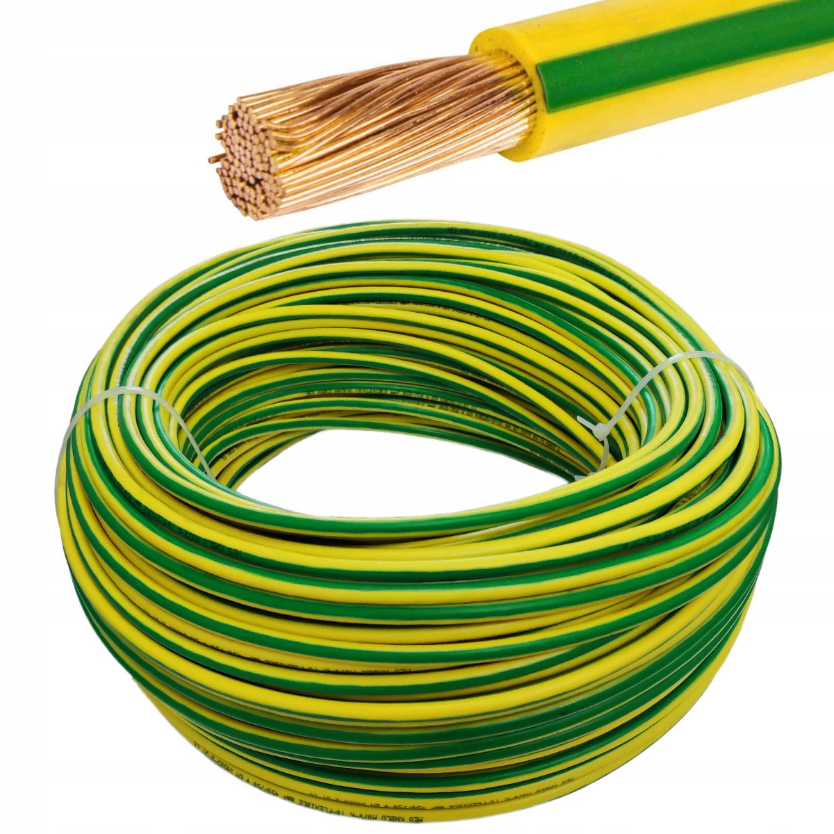 Žluto-zelený Uzemňovací Kabel Uziom Pe Lgy H07V-K 10 mm 10 m