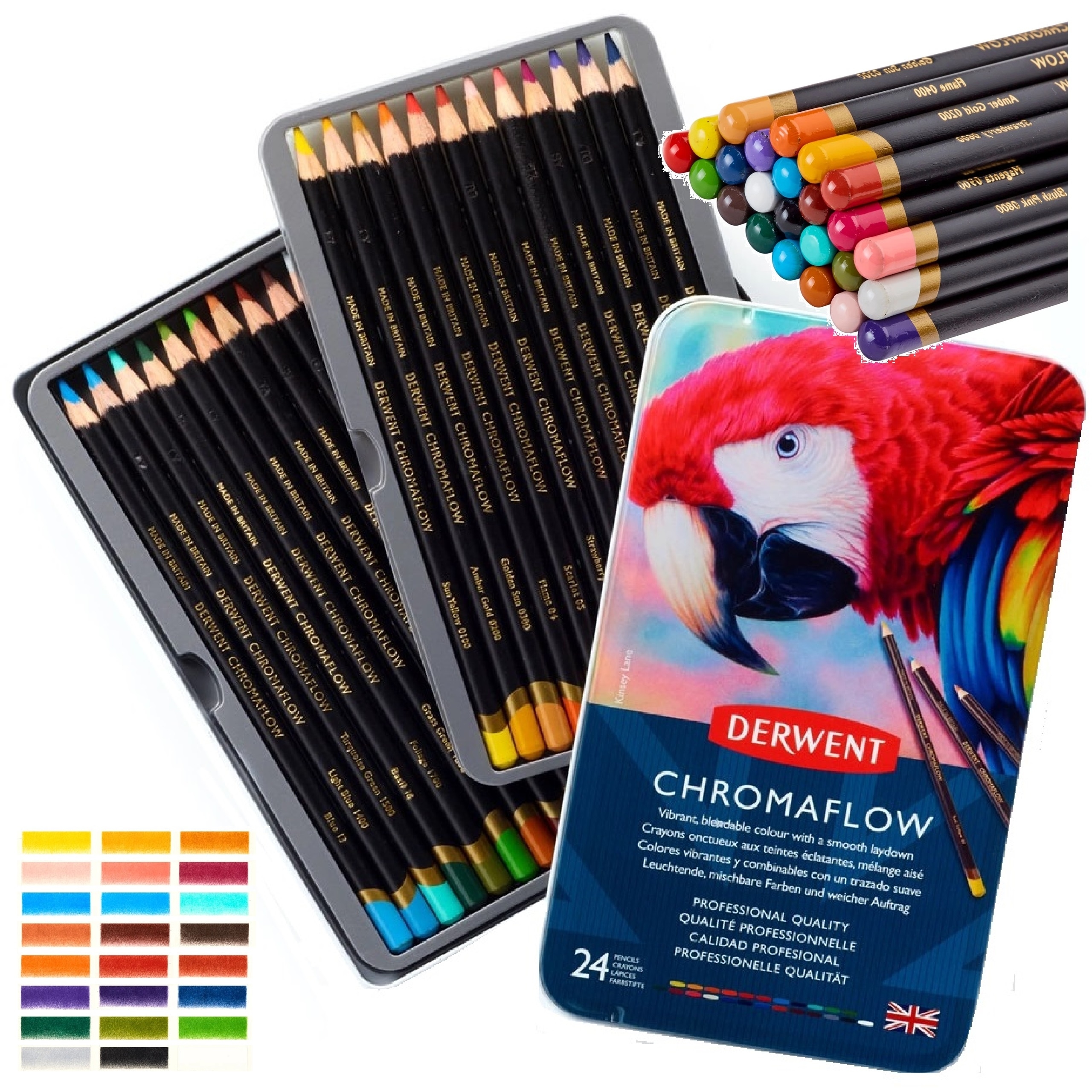 Kredki artystyczne Derwent Chromaflow 24 metalowe etui