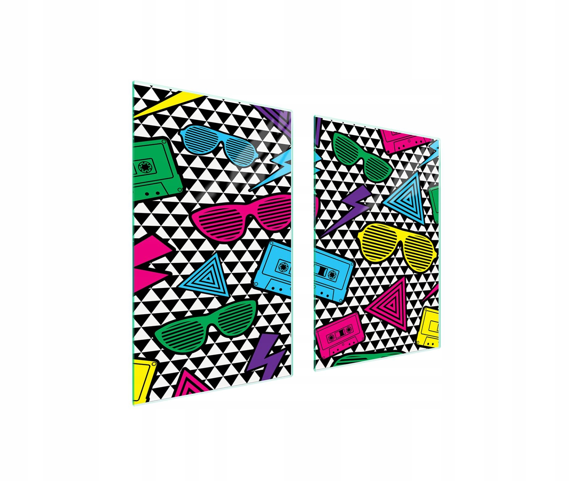 Skleněná ochranná deska na sporák 65x52 Pop Art. Tvrzené sklo 7v1