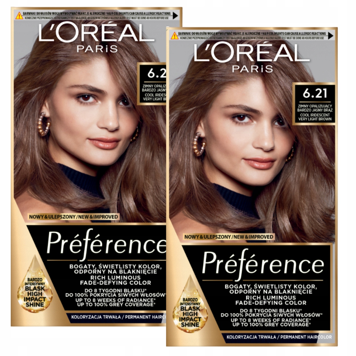 L'Oréal Preference Barva Na Vlasy 6.21 Zurich Studená Velmi Světlá Hnědá 2ks