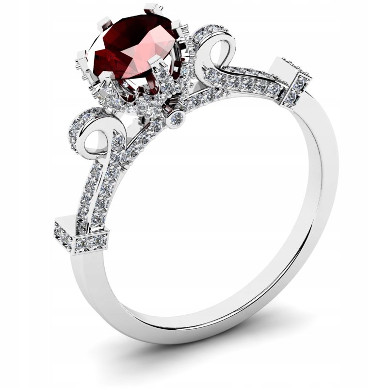 

Pierścionek Z Białego Złota Z Bordową Cyrkonią